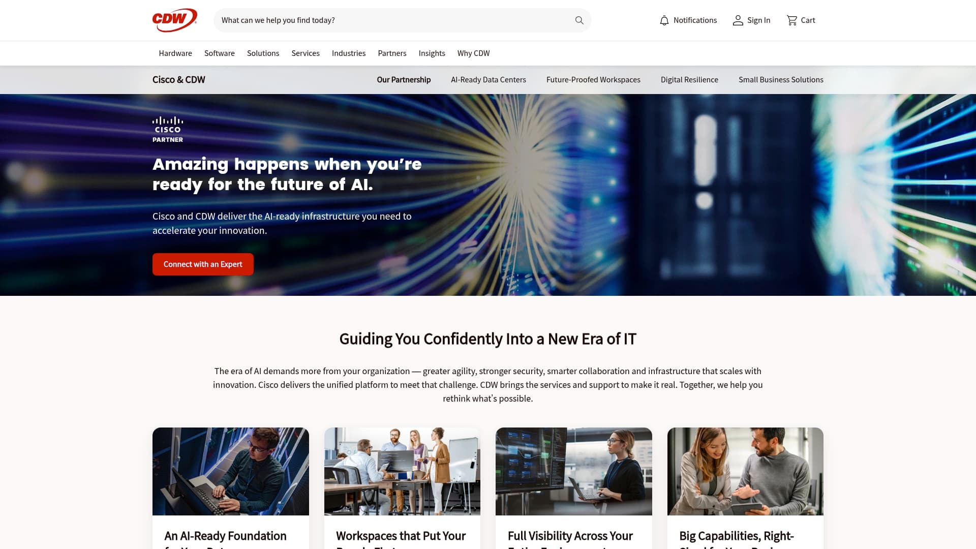 CDW sponsor landing page advertised on Founder's Story