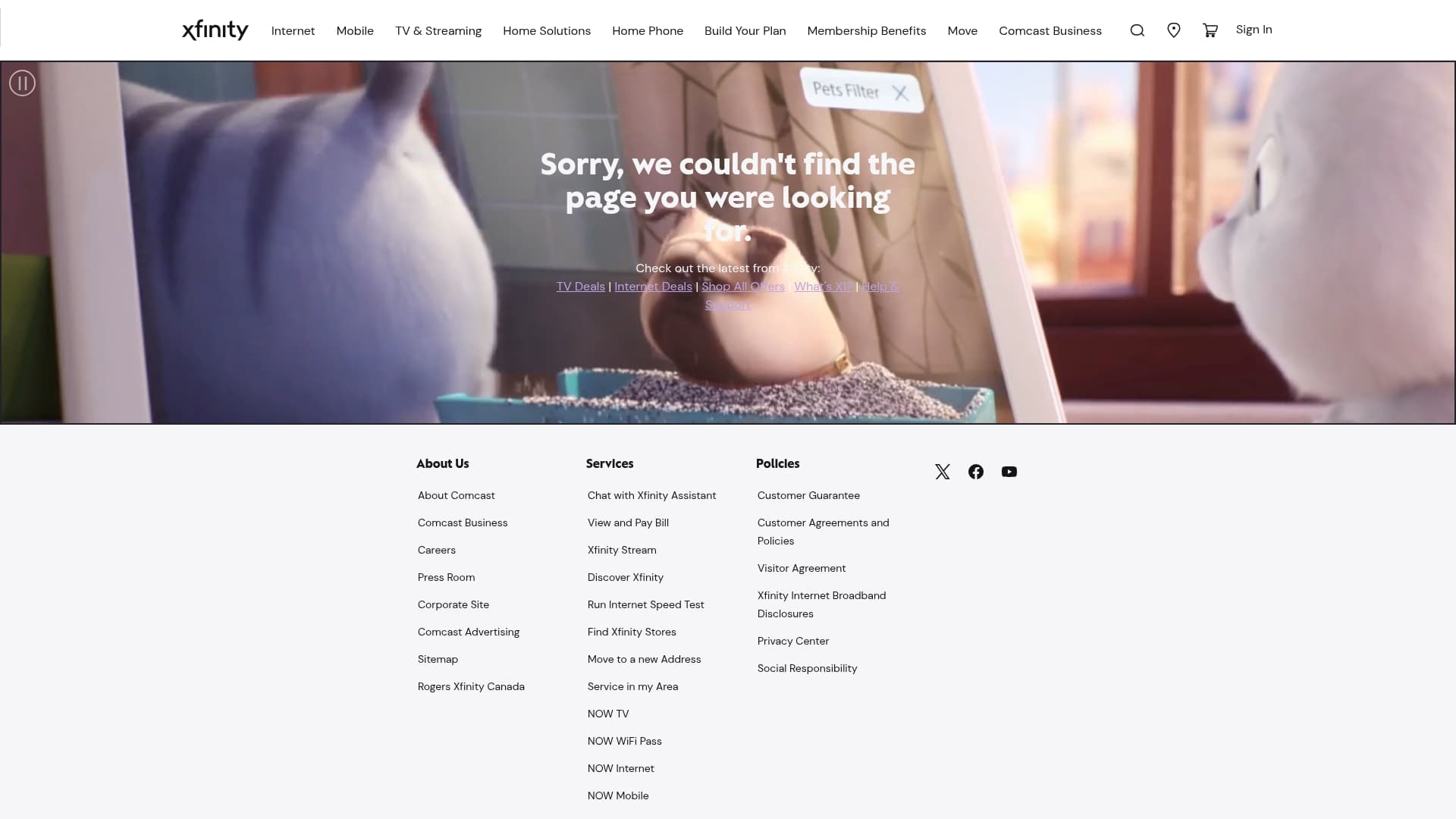 Xfinity sponsor landing page advertised on Candace