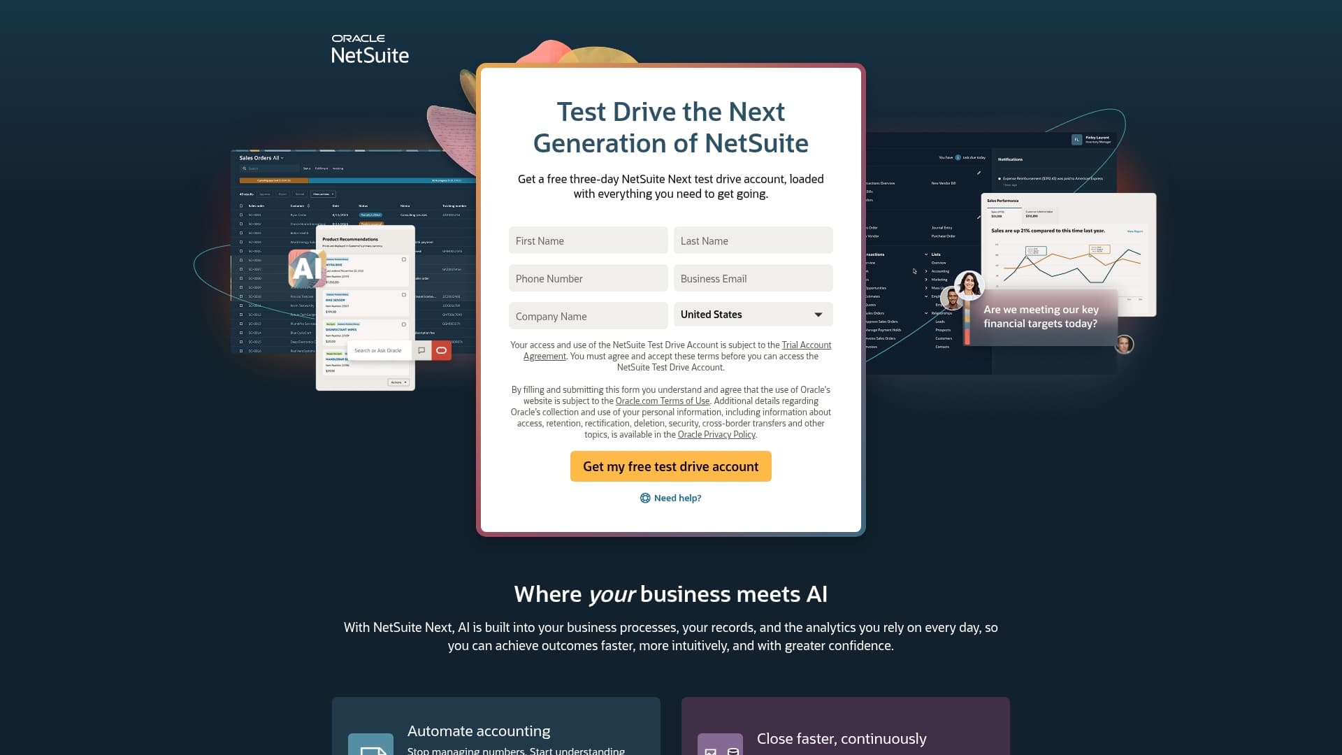 NetSuite sponsor landing page advertised on The Ramsey Show