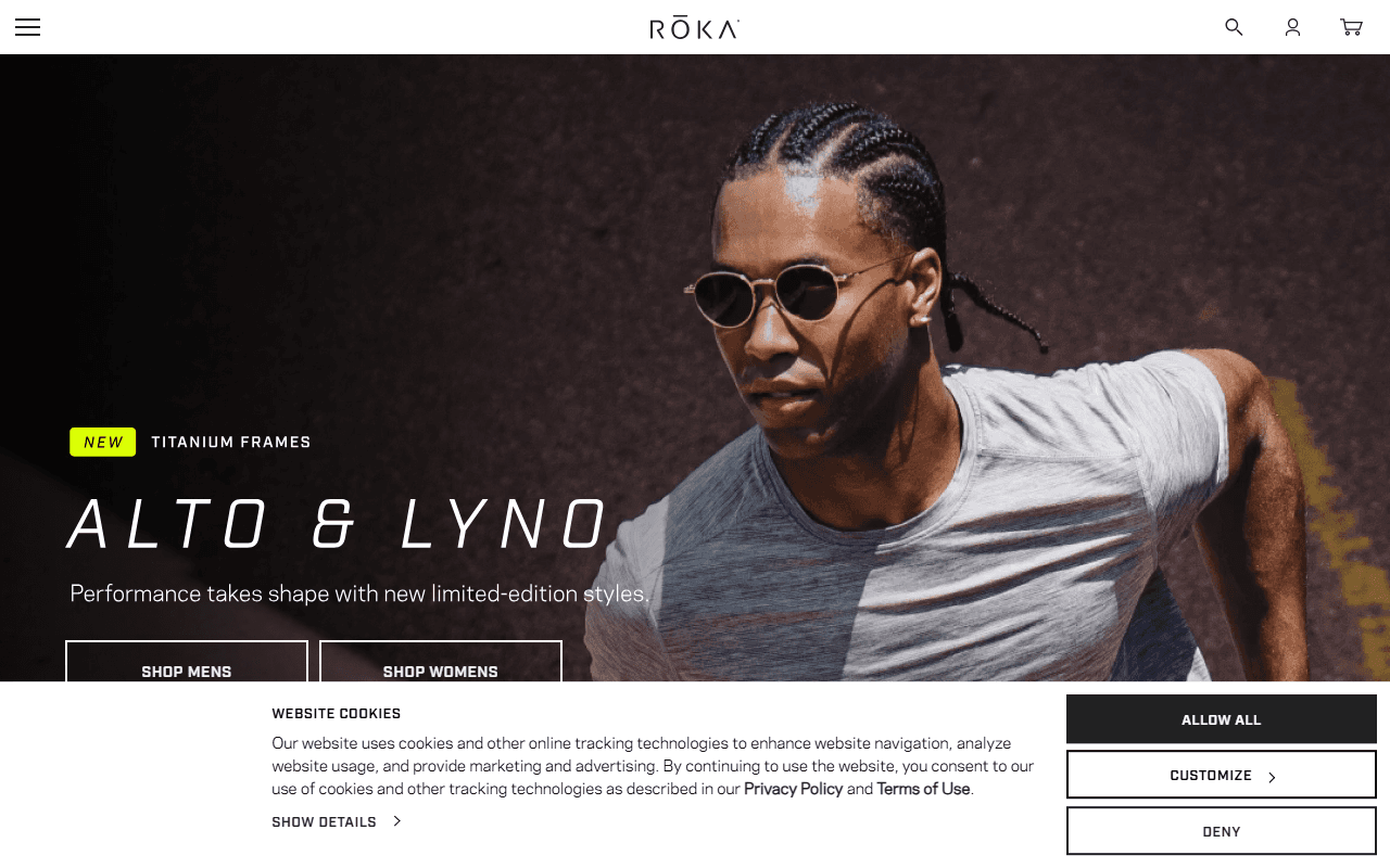 Roka sponsor landing page advertised on Huberman Lab