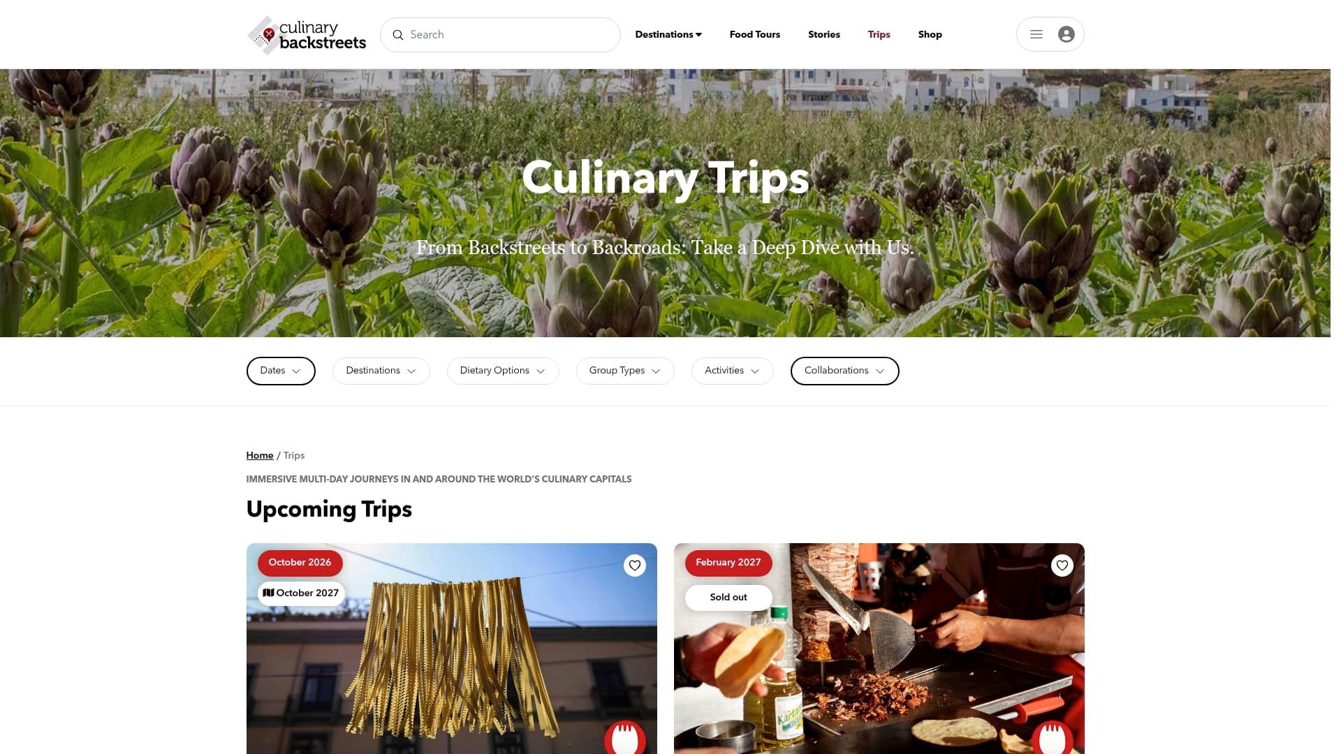Culinary Backstreets sponsor landing page advertised on The Sporkful