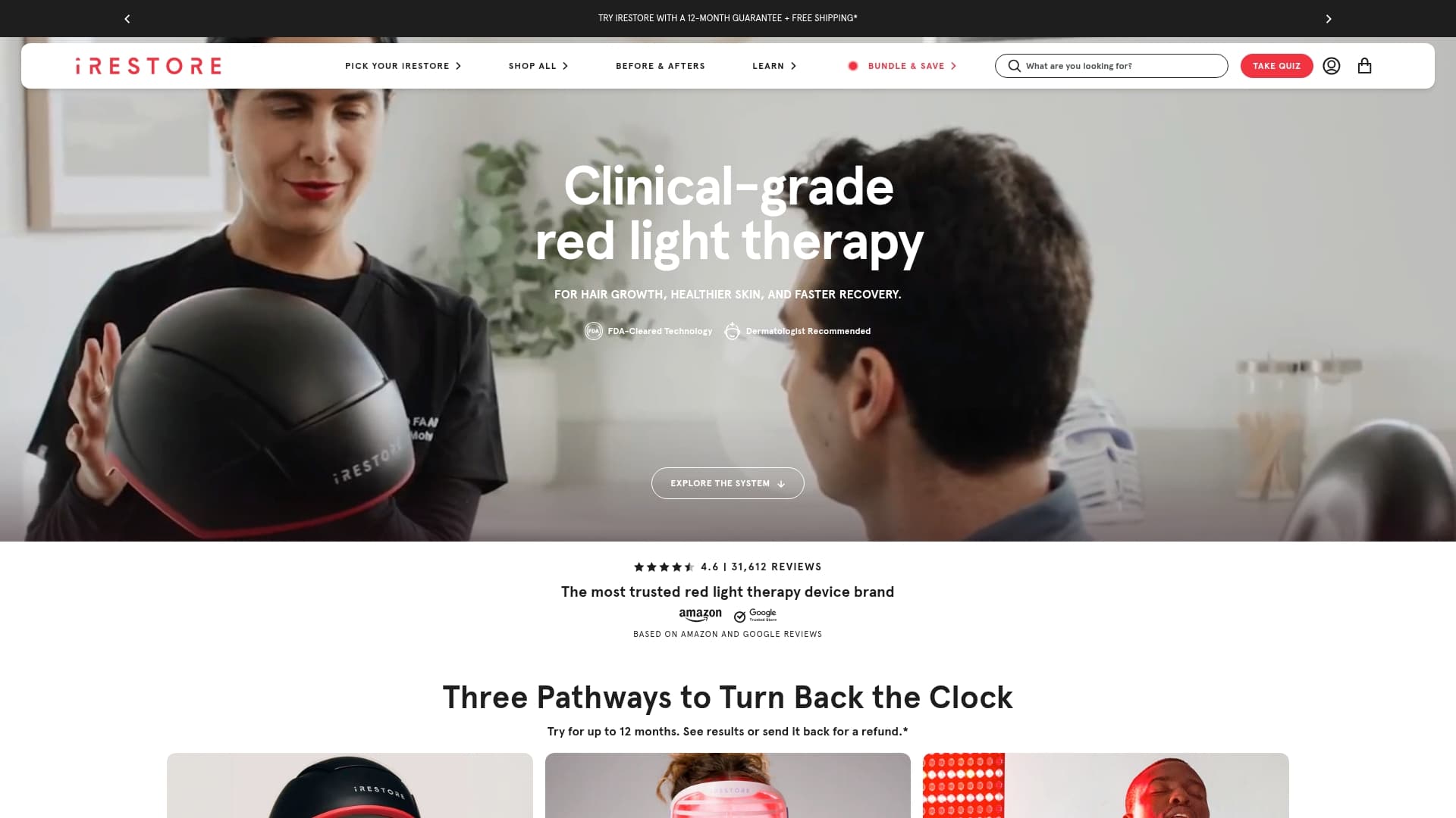 iRestore sponsor landing page advertised on Ten Percent Happier with Dan Harris