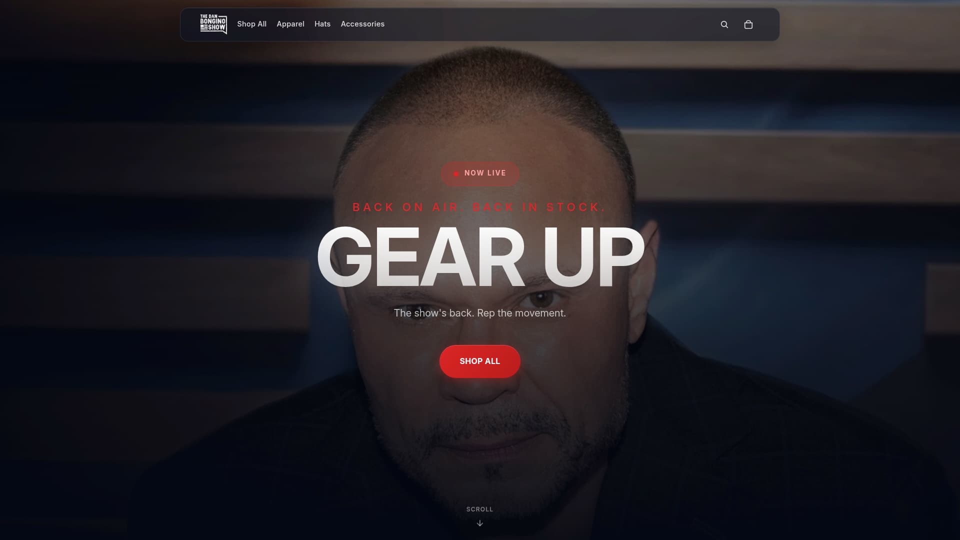 Bongino Store sponsor landing page advertised on The Dan Bongino Show
