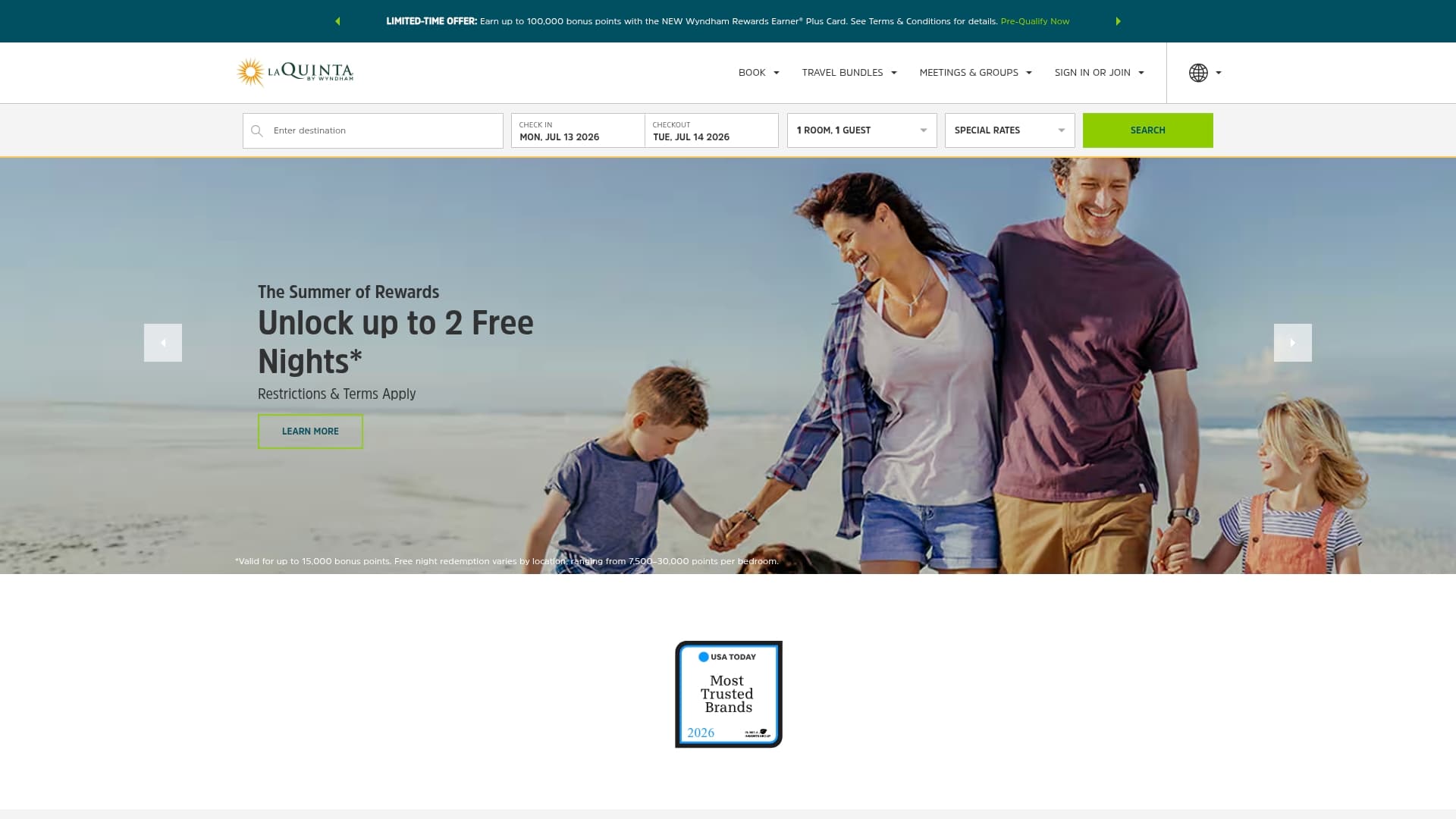 La Quinta by Wyndham sponsor landing page advertised on 30 for 30 Podcasts
