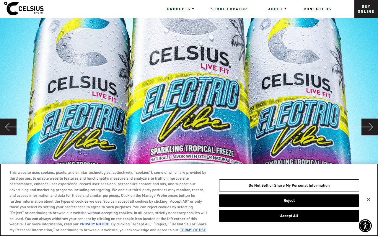Celsius sponsor landing page advertised on Fantasy Footballers - Fantasy Football Podcast