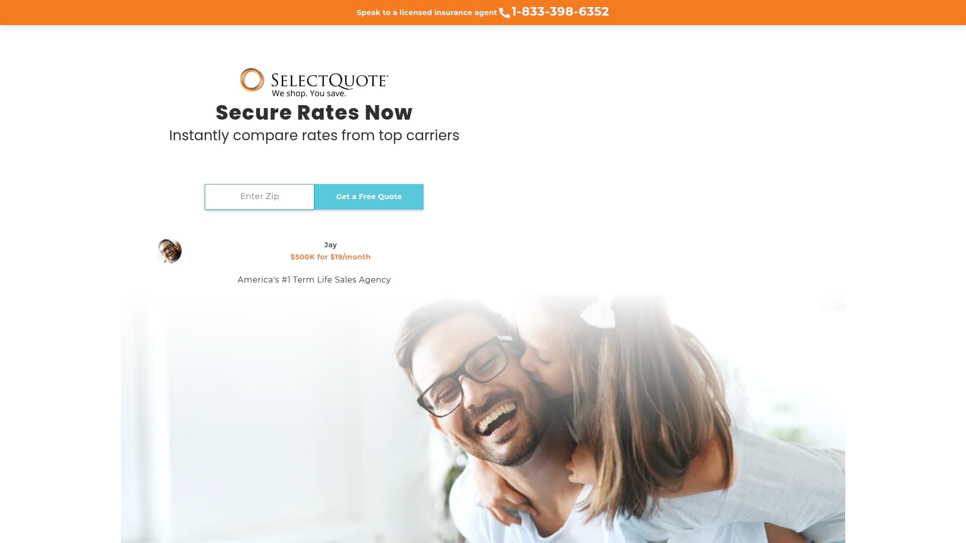 SelectQuote sponsor landing page advertised on Fantasy Footballers - Fantasy Football Podcast