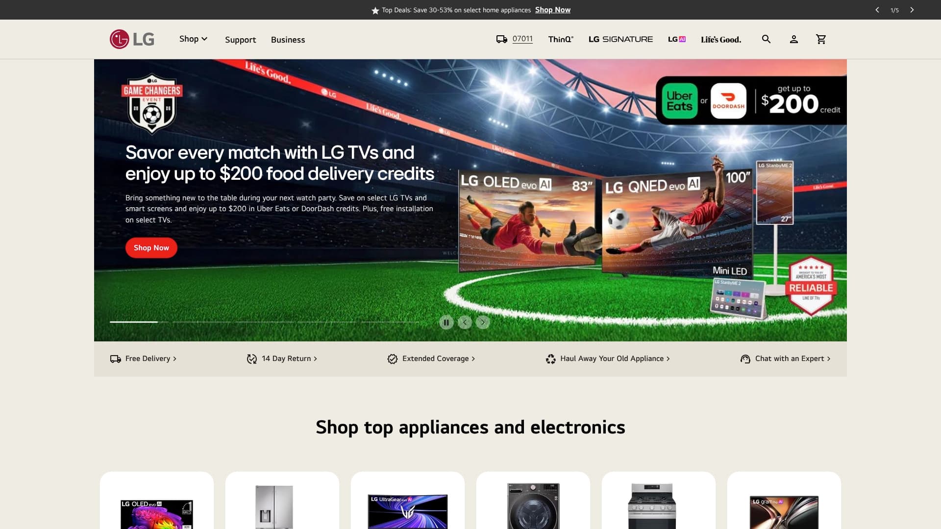 LG sponsor landing page advertised on The Herd with Colin Cowherd