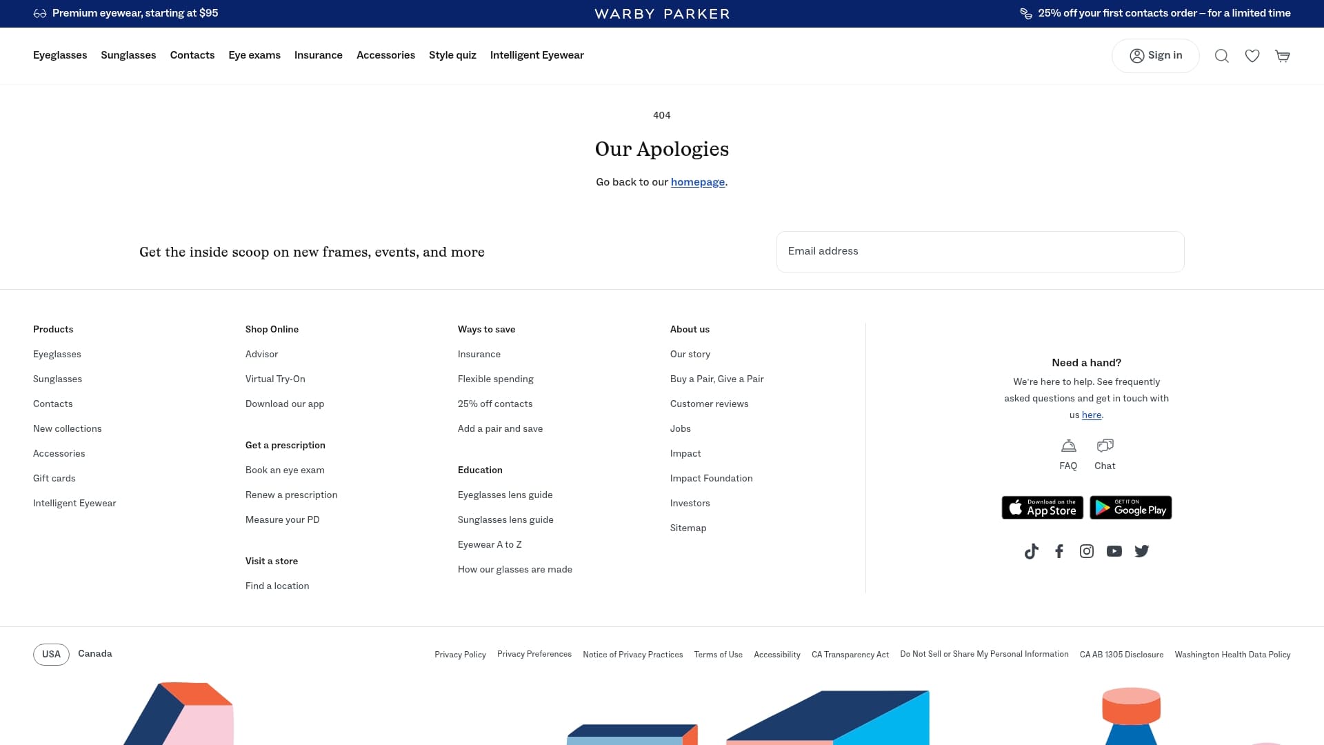 Warby Parker sponsor landing page advertised on Dr. Laura Call of the Day