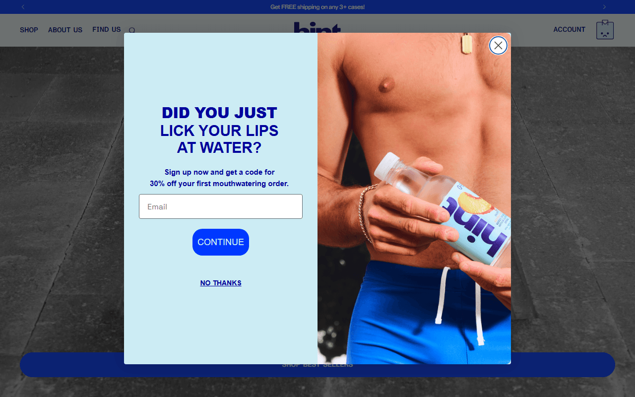 Hint Water sponsor landing page advertised on Where Should We Begin? with Esther Perel