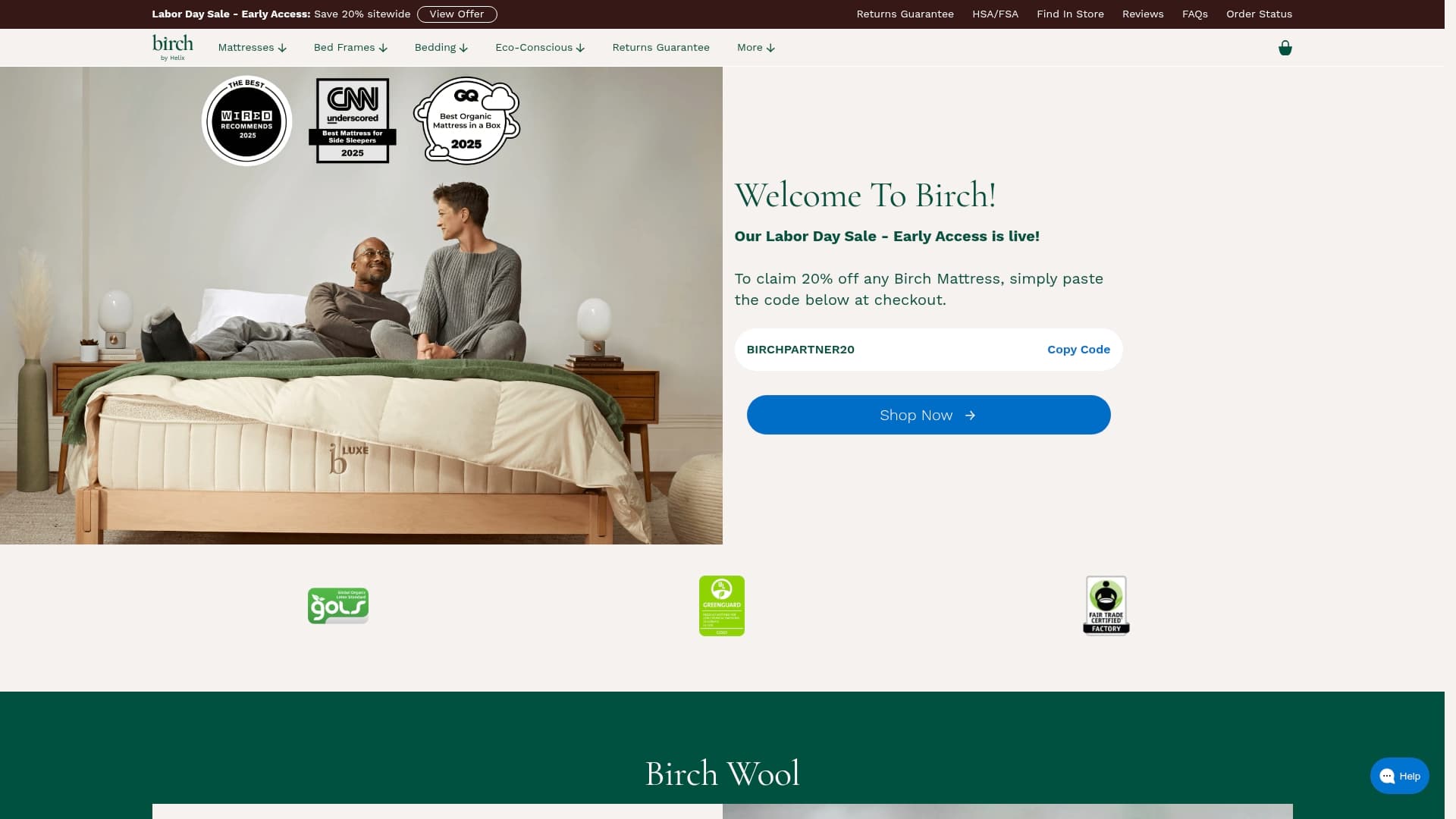 Birch sponsor landing page advertised on The Rich Roll Podcast