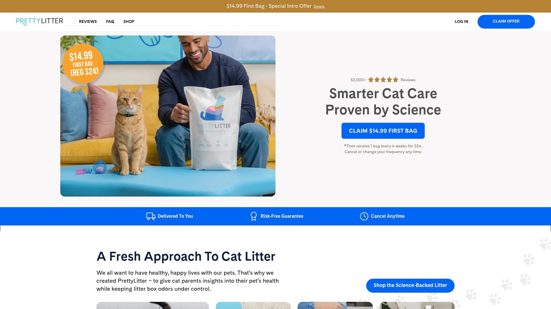 Pretty Litter sponsor landing page advertised on Rotten Mango