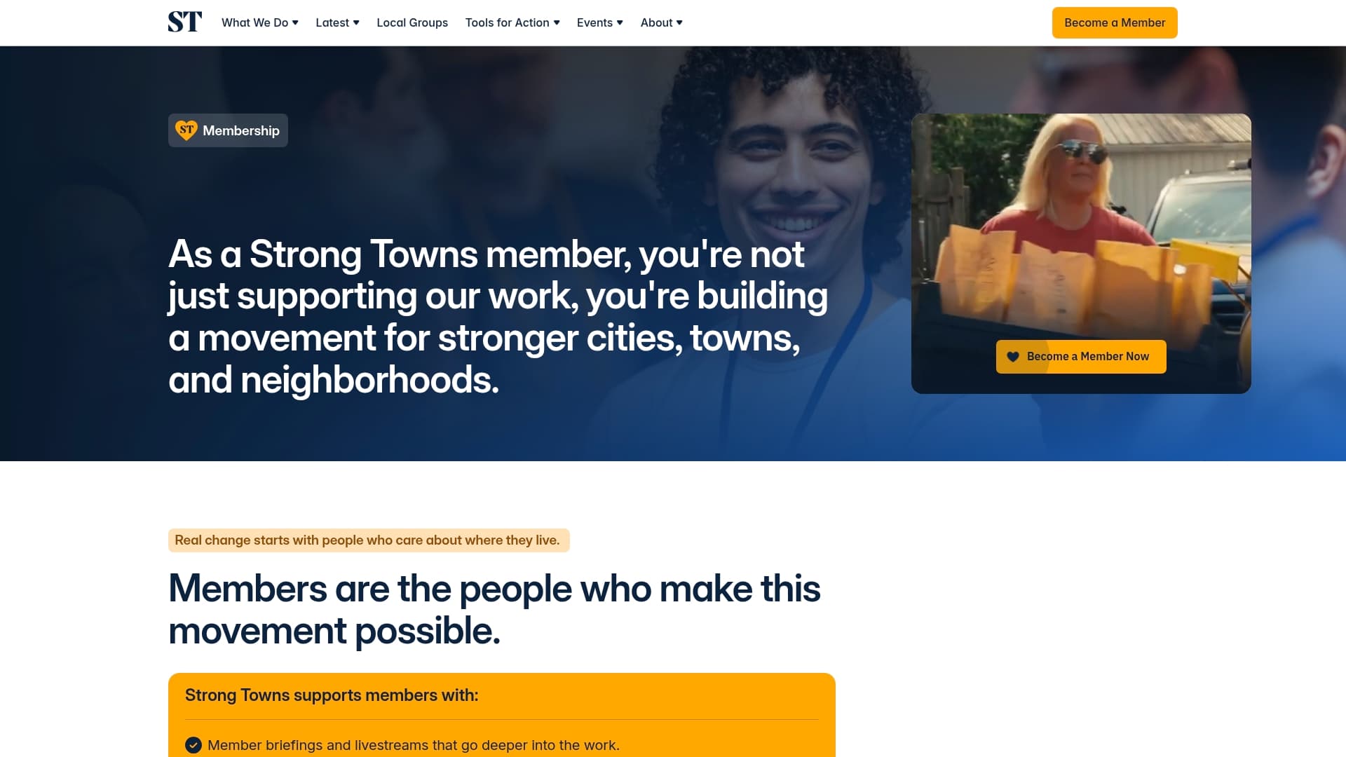Strong Towns sponsor landing page advertised on The Strong Towns Podcast