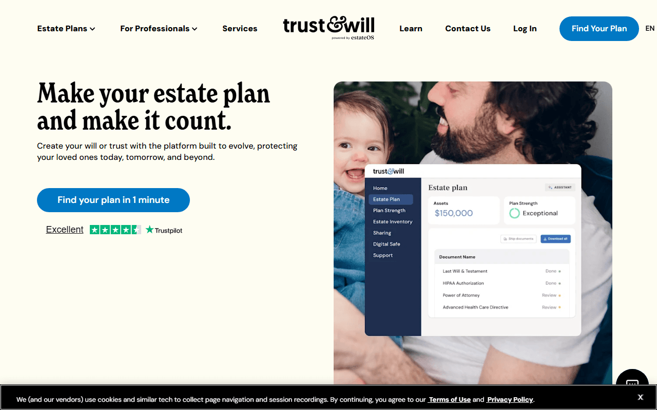 Trust and Will sponsor landing page advertised on The Bulwark Podcast