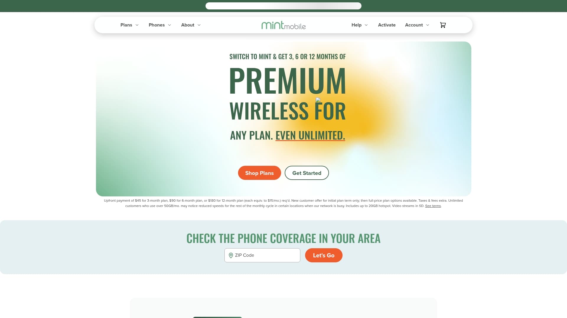 Mint Mobile sponsor landing page advertised on Today, Explained