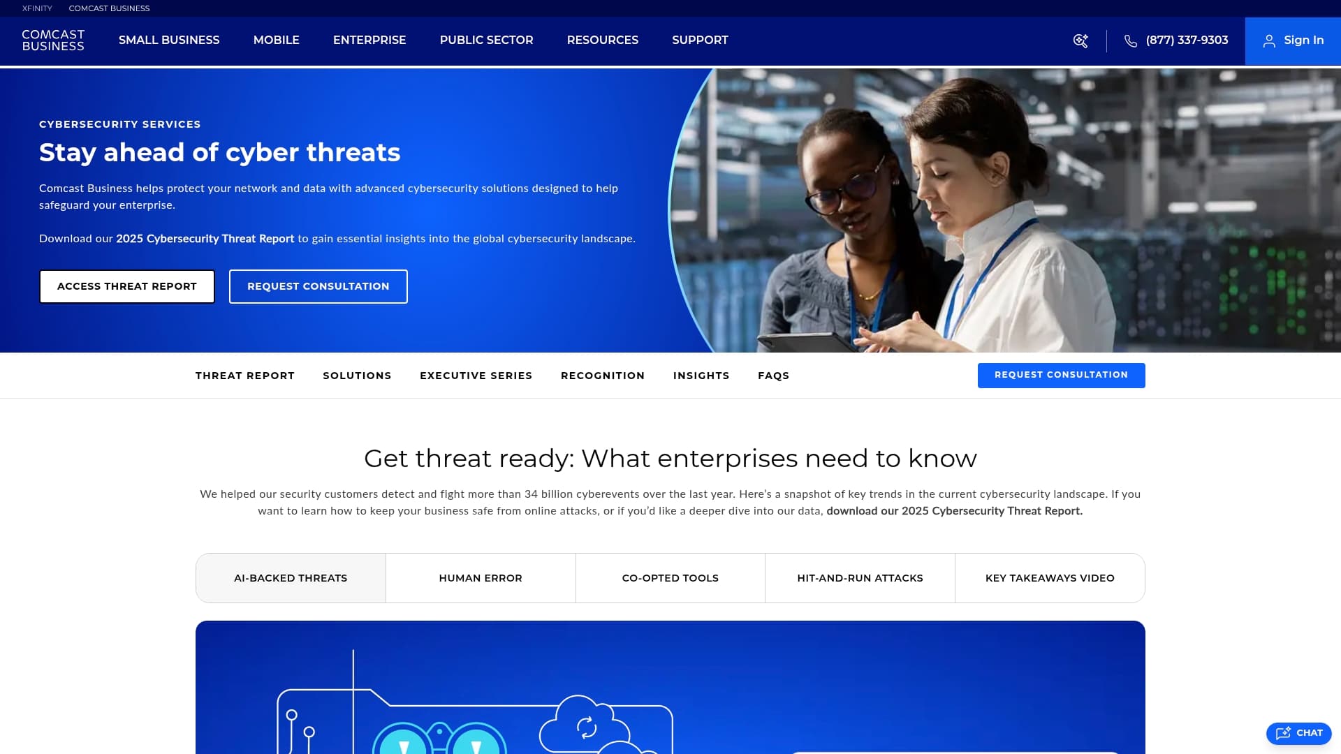 Comcast Business sponsor landing page advertised on The Vergecast