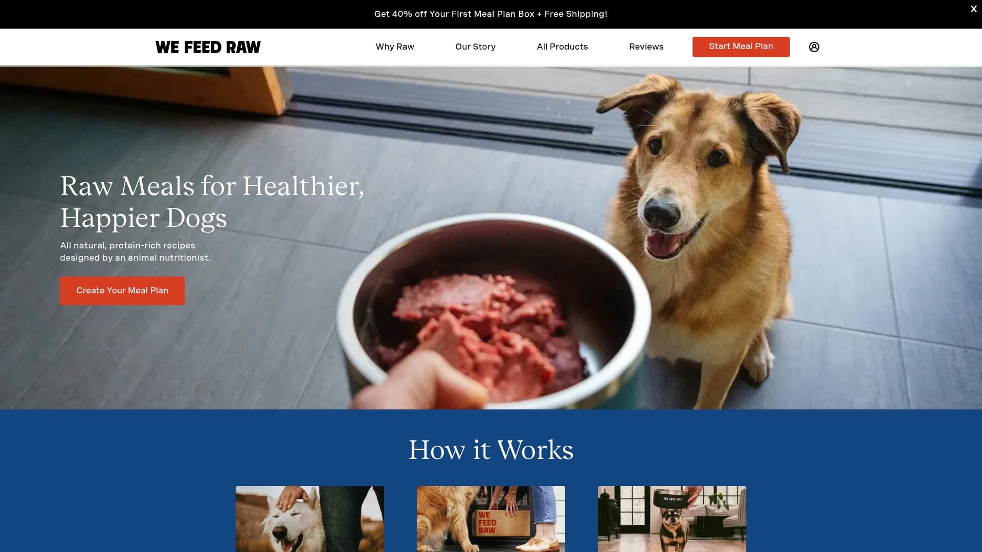 We Feed Raw sponsor landing page advertised on The Archers