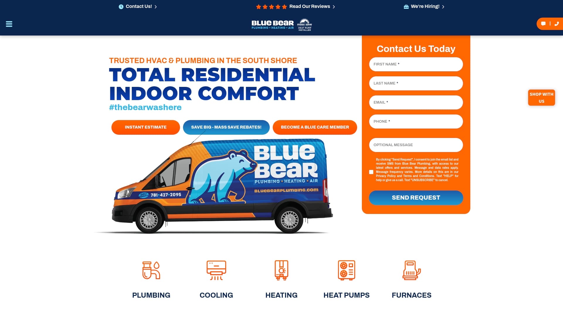 Blue Bear sponsor landing page advertised on Felger & Massarotti
