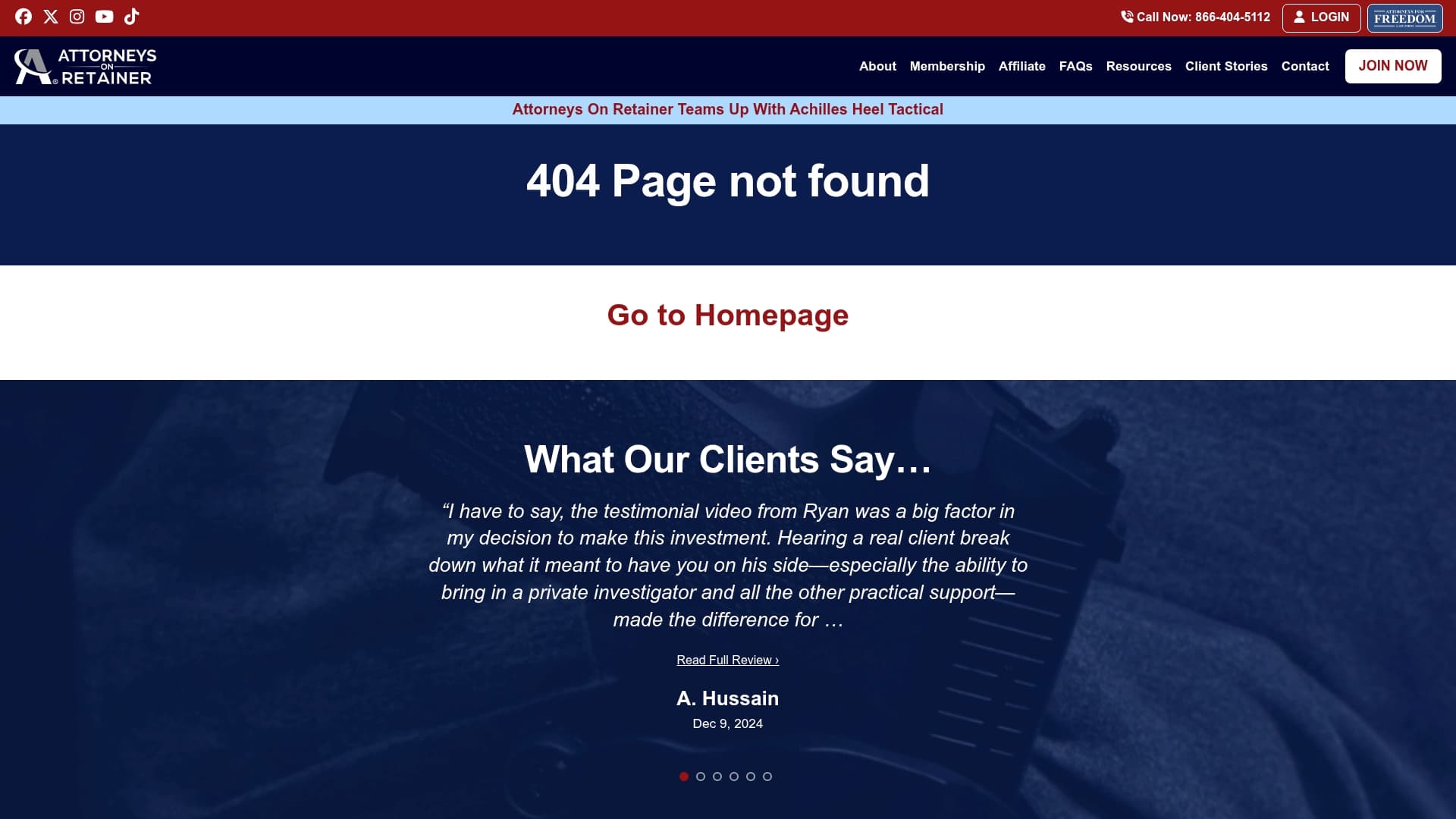 Attorneys on Retainer sponsor landing page advertised on Show Archives – Armed American Radio |