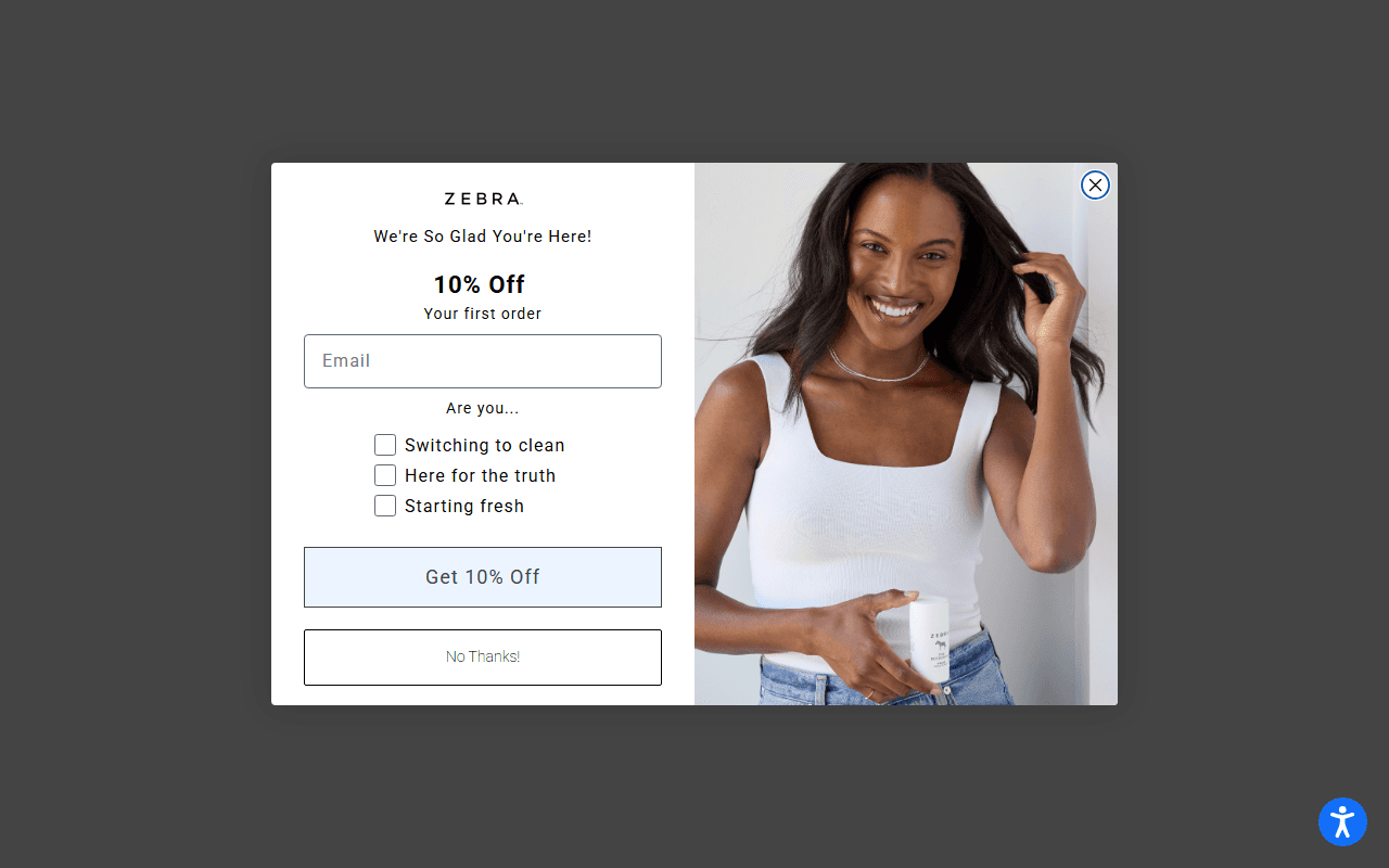 Zebra sponsor landing page advertised on The Spillover with Alex Clark