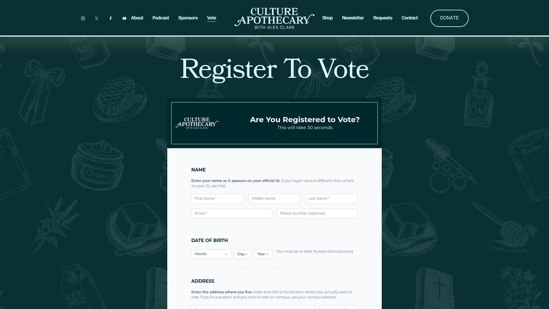 iVotey sponsor landing page advertised on The Spillover with Alex Clark