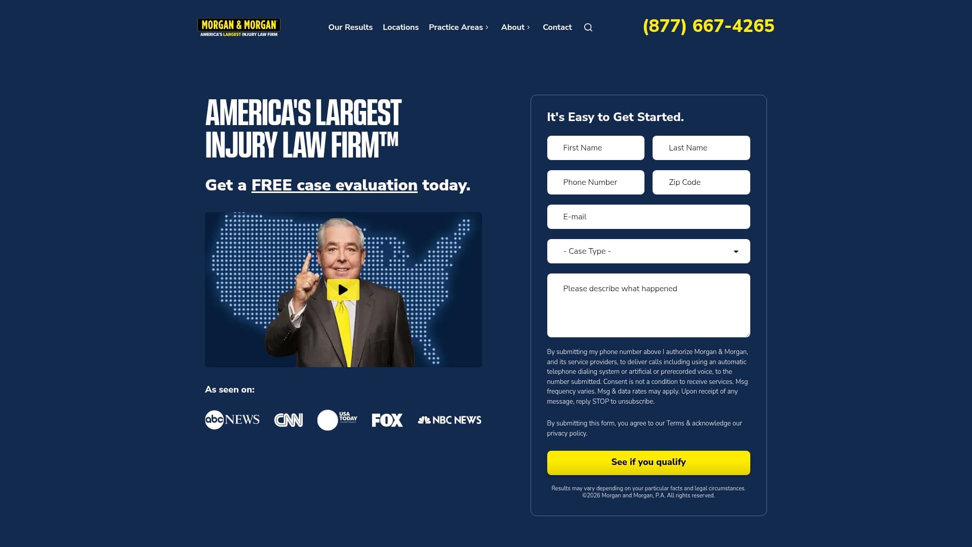 Morgan and Morgan sponsor landing page advertised on StarTalk Radio