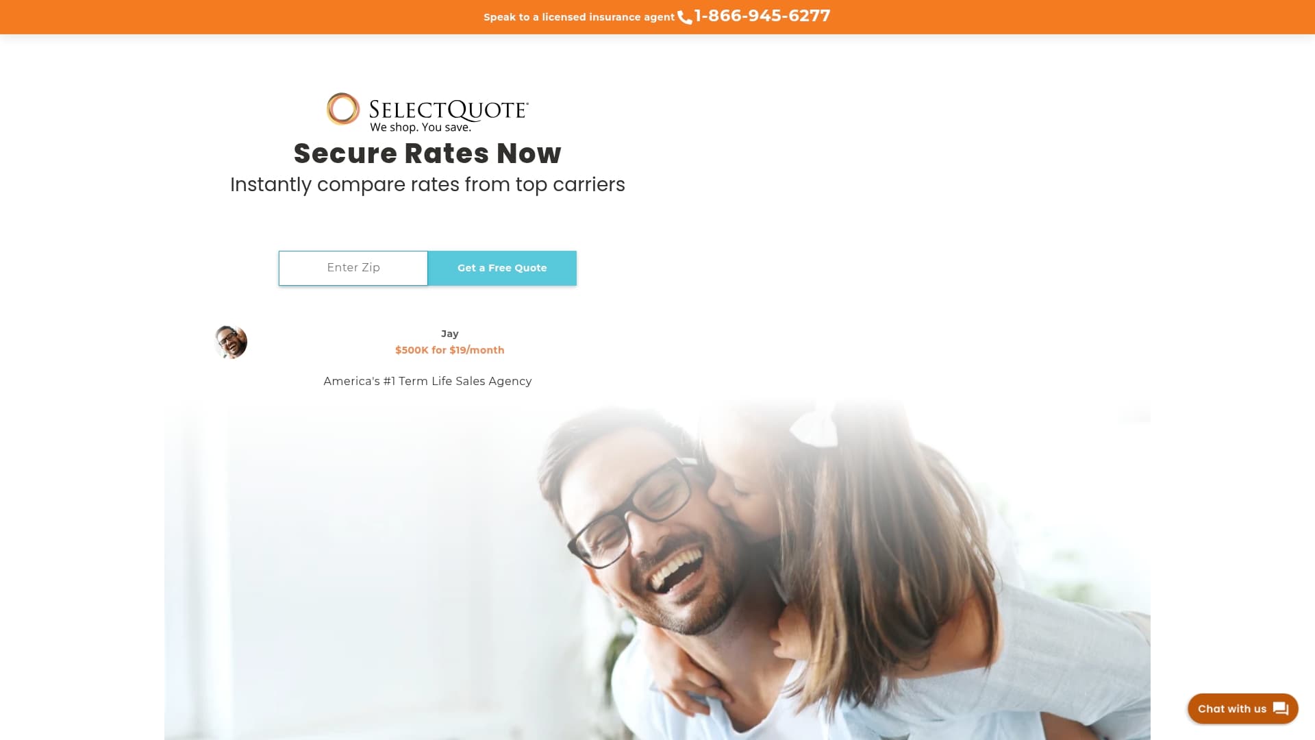SelectQuote sponsor landing page advertised on Today, Explained