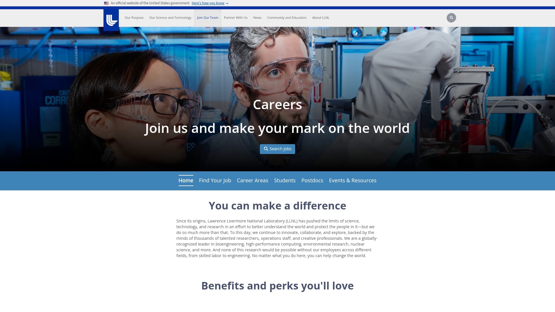 Lawrence Livermore National Laboratory sponsor landing page advertised on Big Ideas Lab