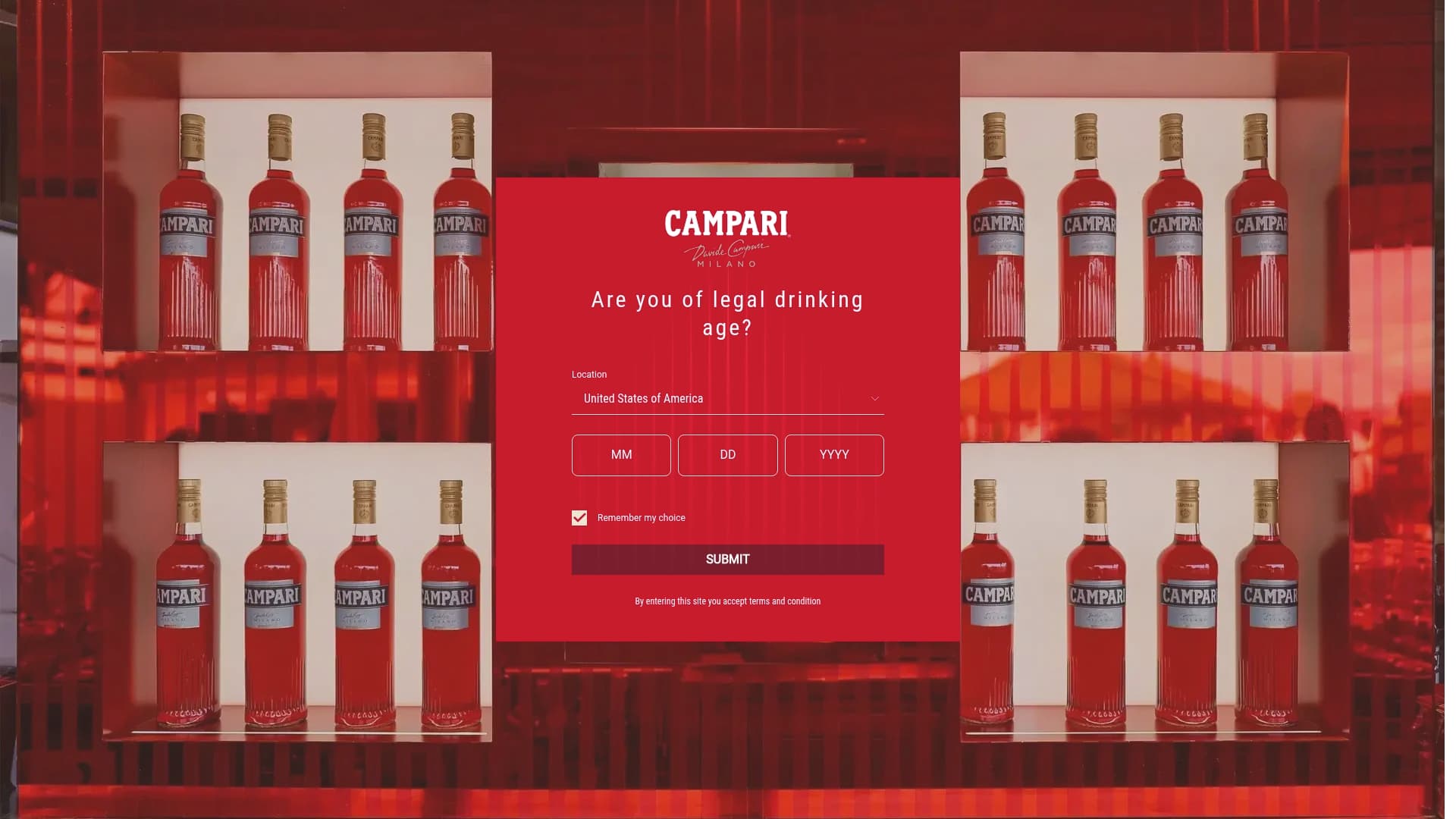 Campari sponsor landing page advertised on Raging Moderates with Scott Galloway and Jessica Tarlov