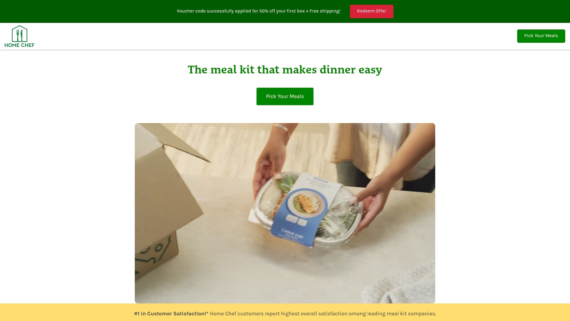 Home Chef sponsor landing page advertised on We're Alive
