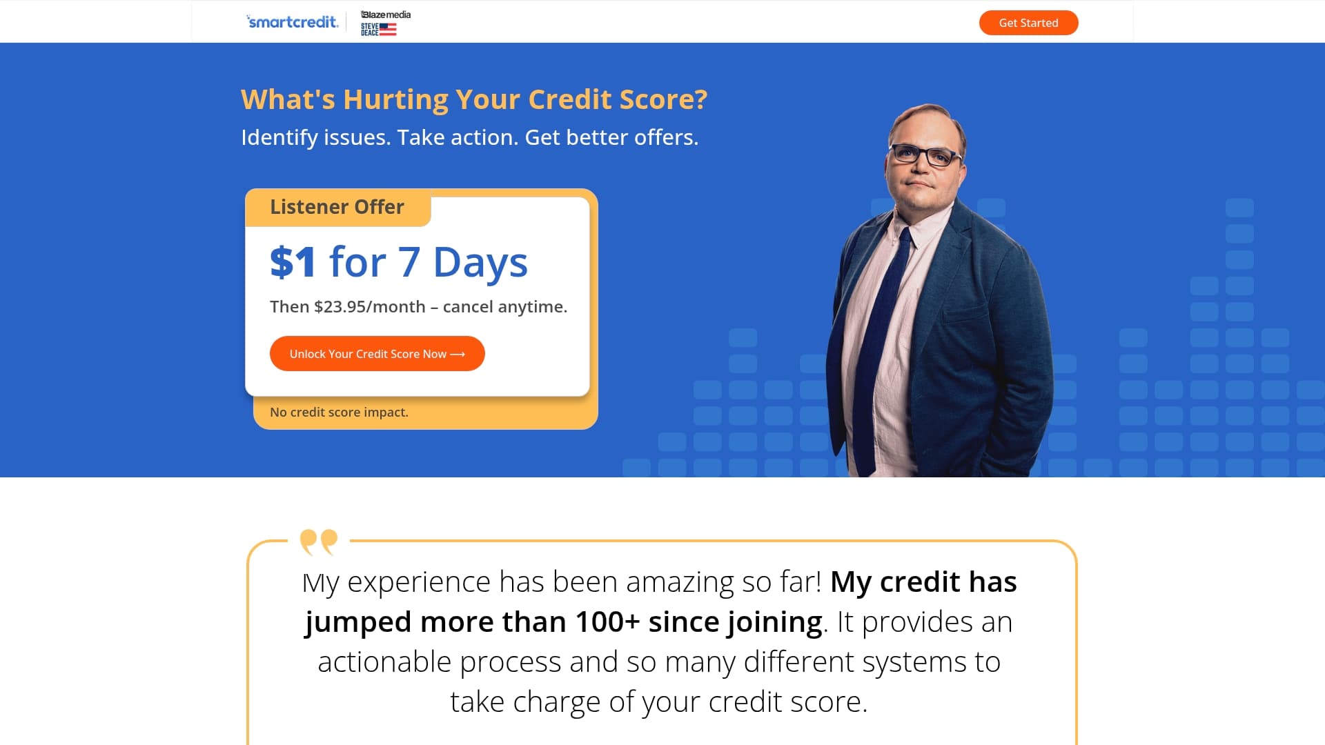 Smart Credit sponsor landing page advertised on Steve Deace Show
