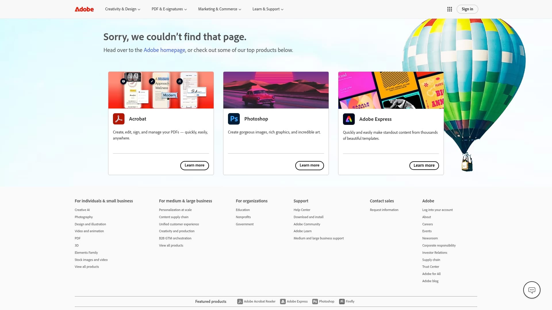 Adobe Acrobat sponsor landing page advertised on The Right Time with Bomani Jones