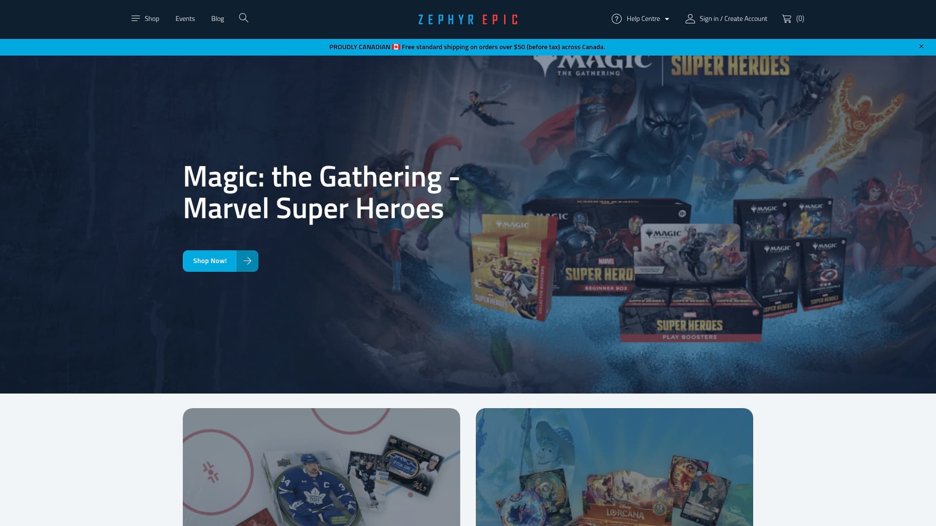 Zephyr Epic sponsor landing page advertised on Canucks Conversation