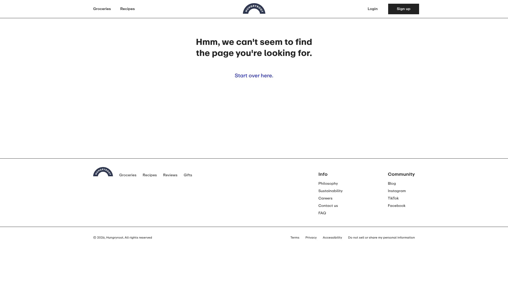 Hungry Root sponsor landing page advertised on WHOA That's Good Podcast