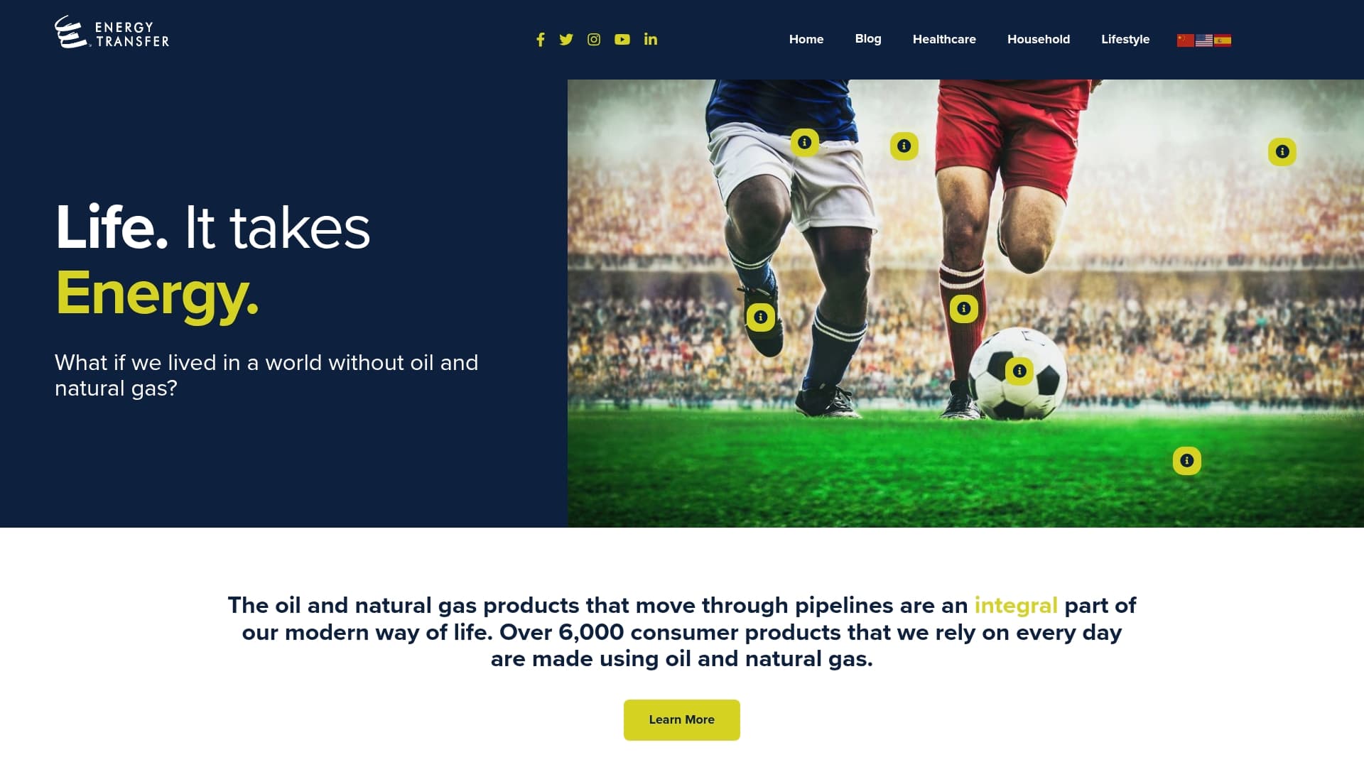 Energy Transfer sponsor landing page advertised on First Take