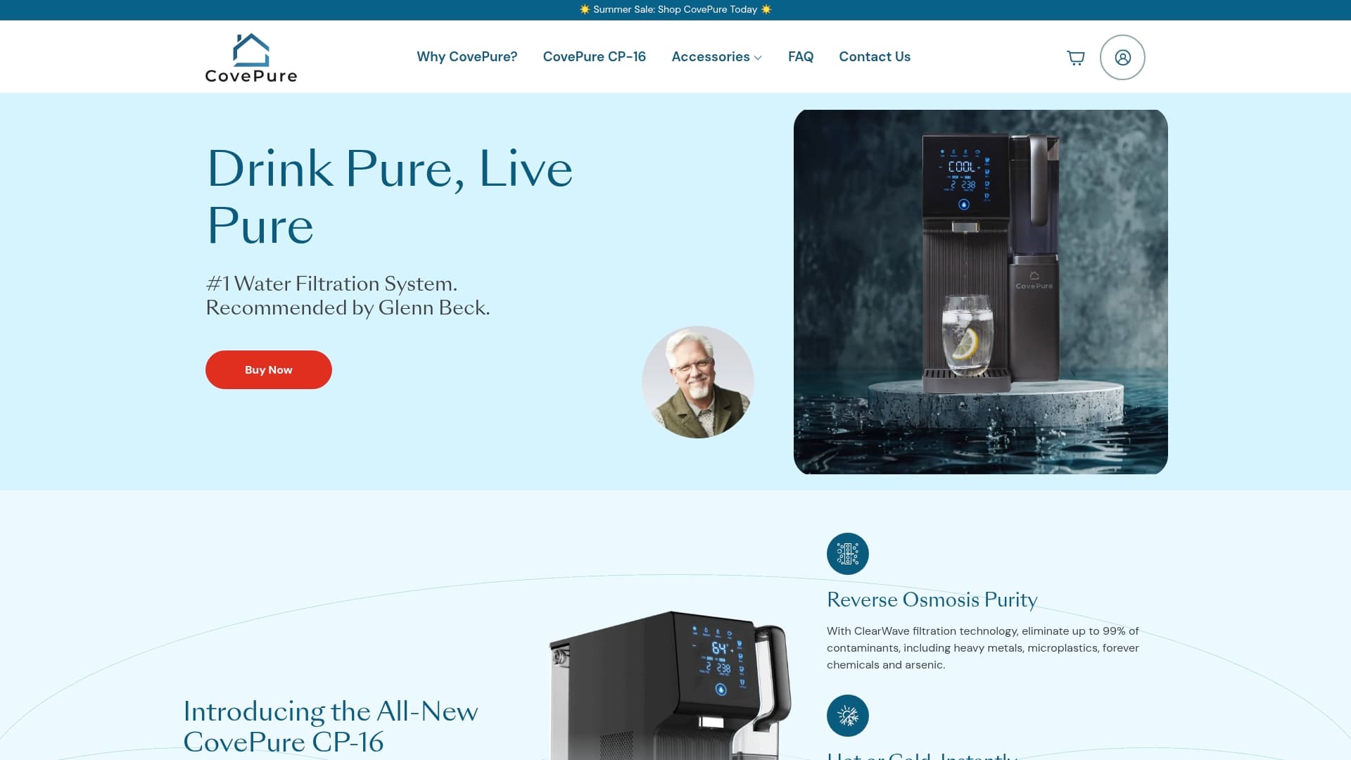Cove Pure sponsor landing page advertised on The Glenn Beck Program