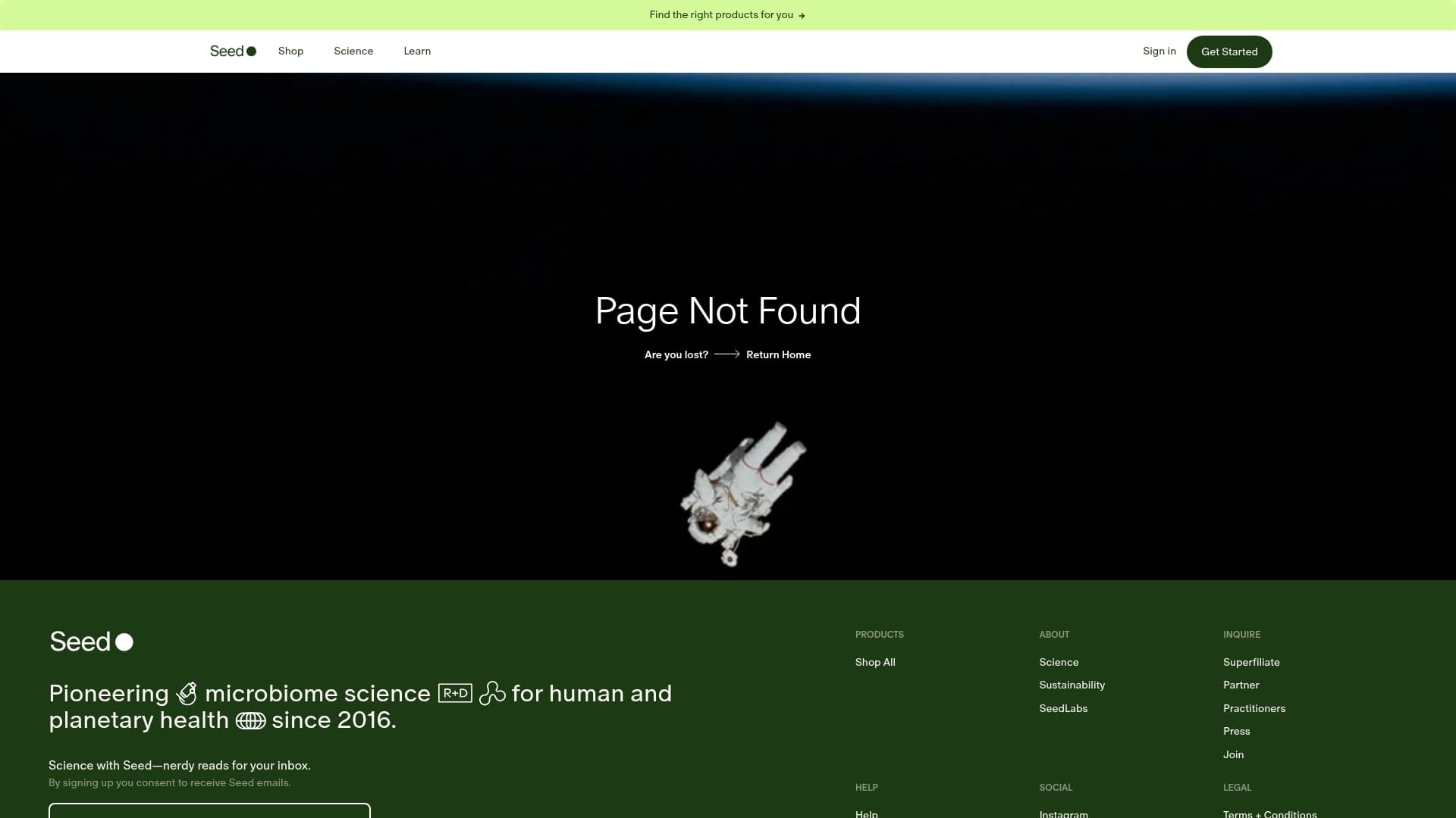 Seed sponsor landing page advertised on The Doctor's Farmacy with Mark Hyman, M.D.