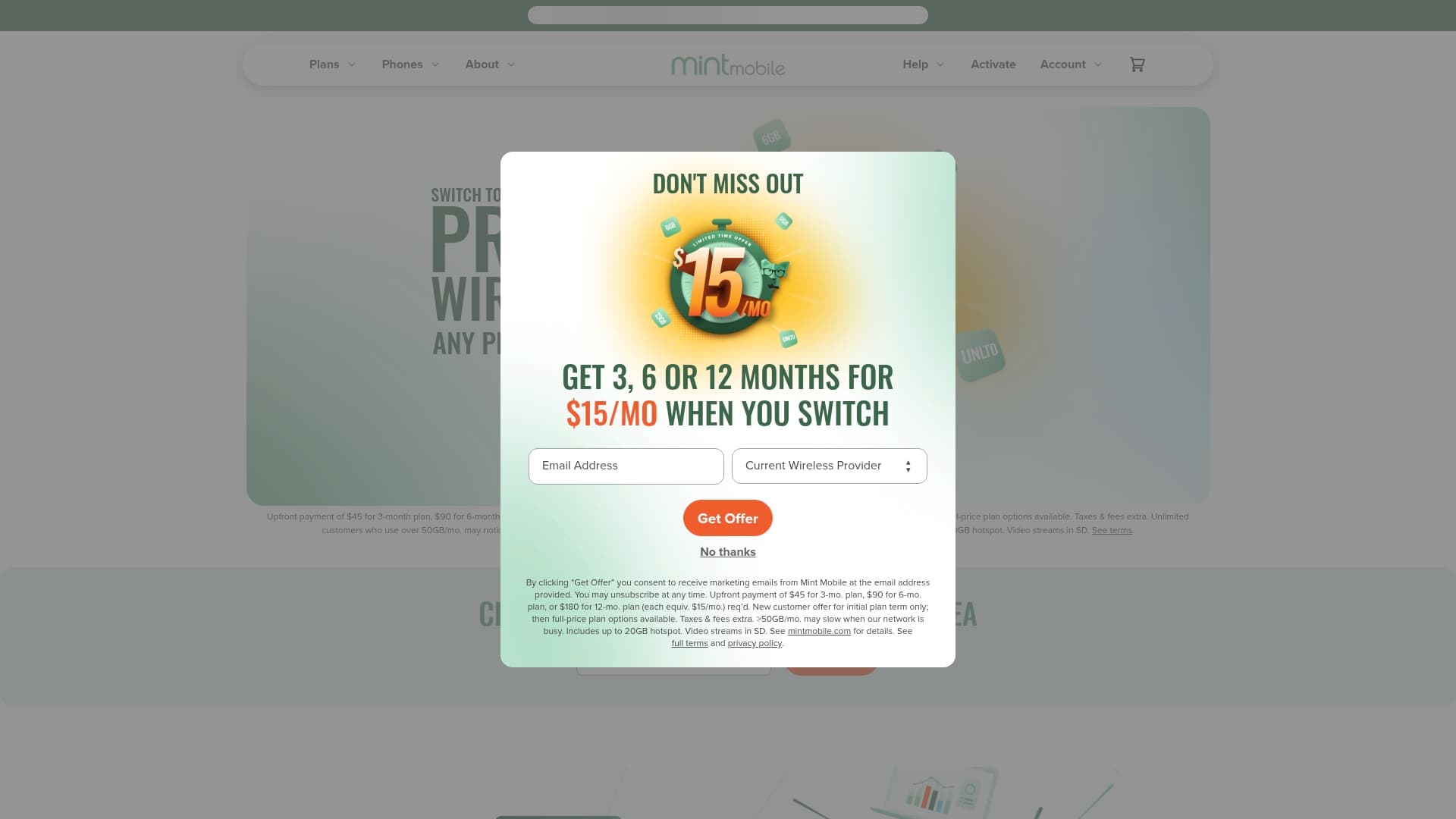 Mint Mobile sponsor landing page advertised on Suspicious Minds: AI and Psychosis
