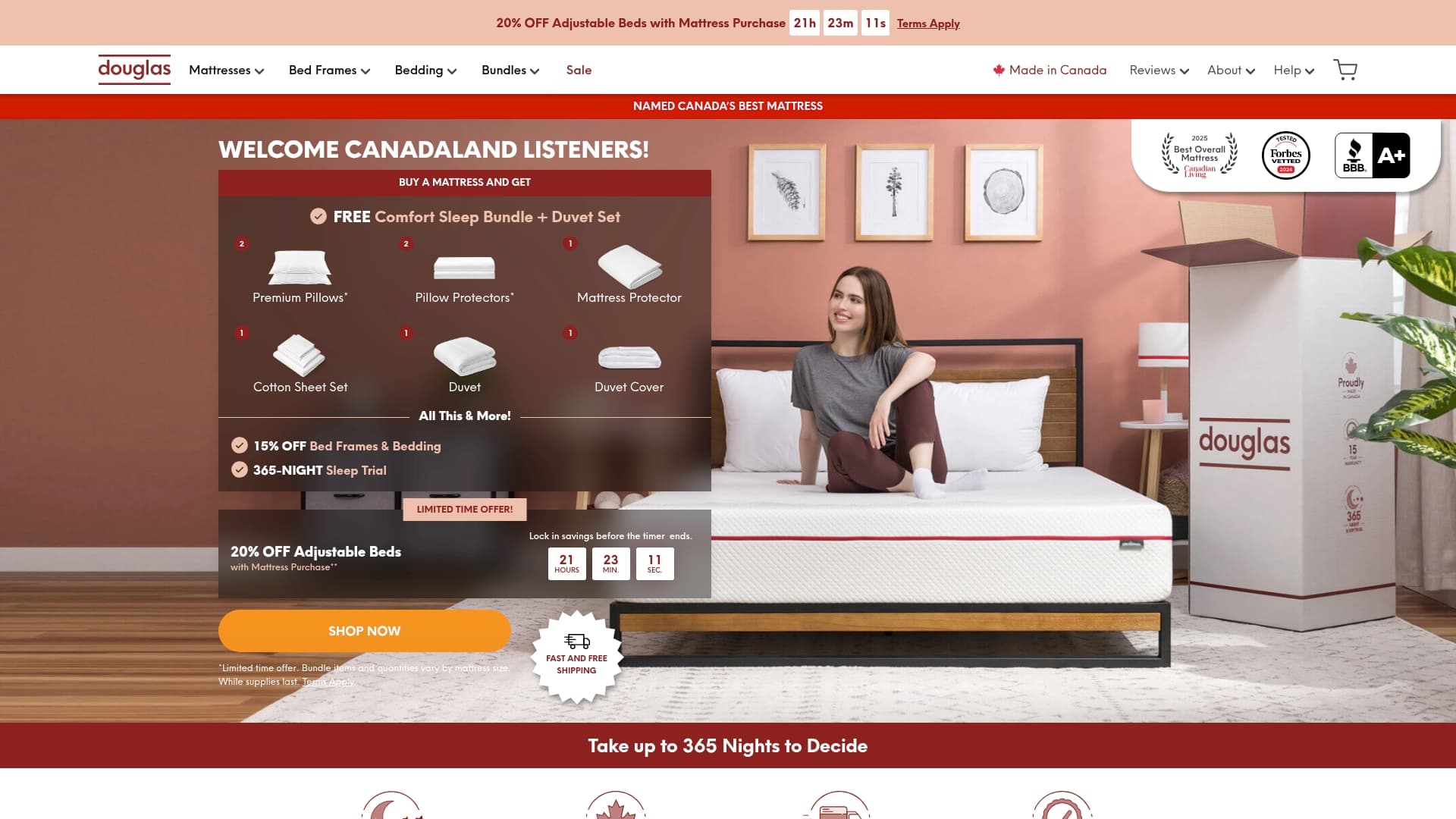 Douglas sponsor landing page advertised on CANADALAND