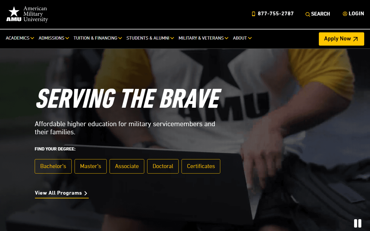 American Military University sponsor landing page advertised on How Rude, Tanneritos!