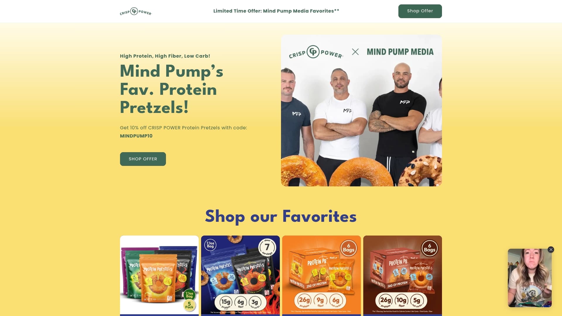 Crisp Power sponsor landing page advertised on Mind Pump: Raw Fitness Truth