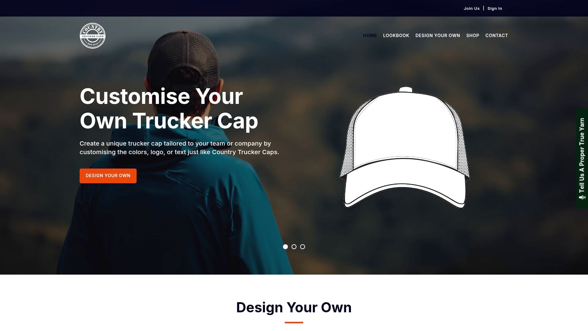 Country Trucker Caps sponsor landing page advertised on Alpha Blokes Podcast