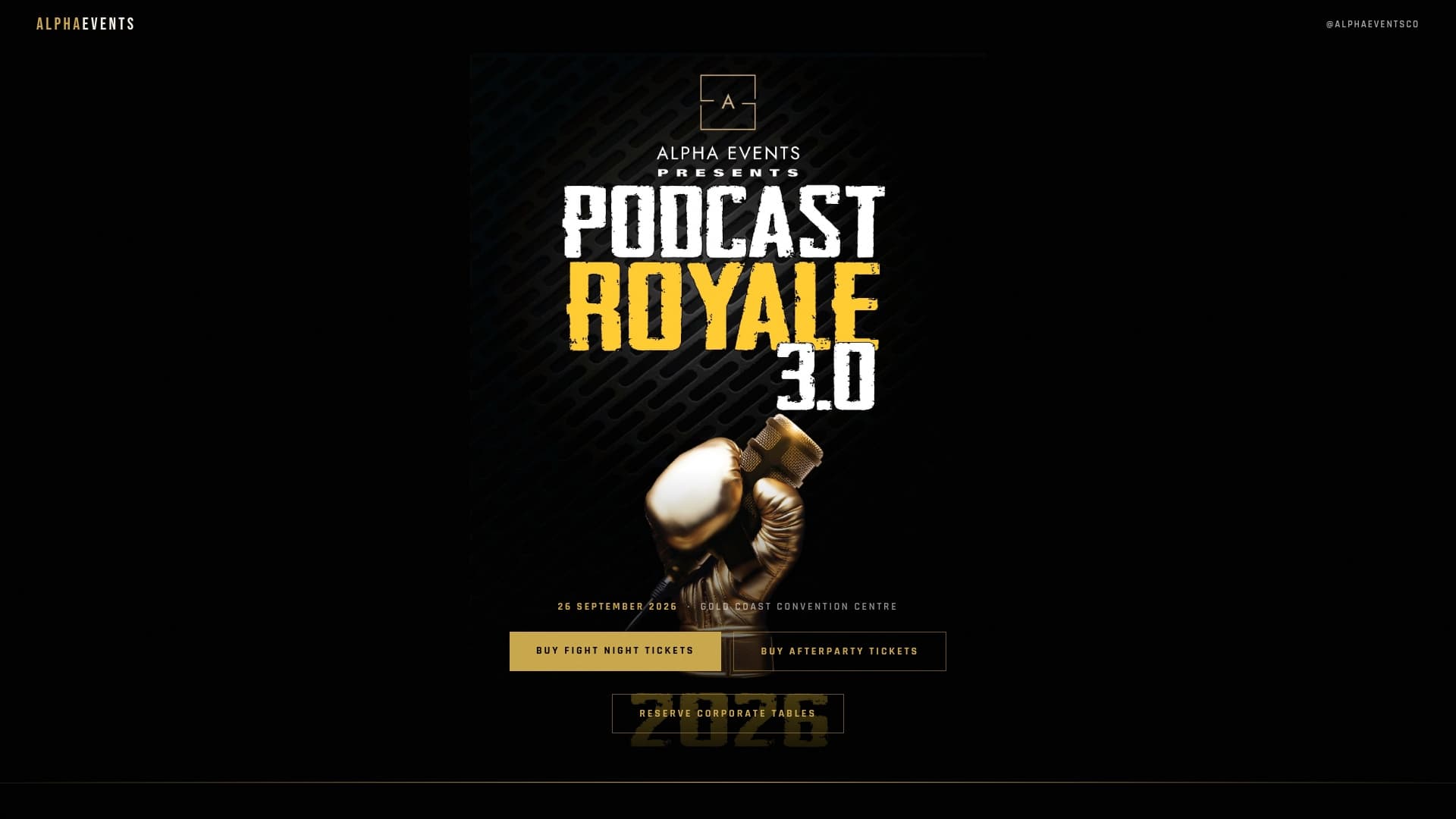 Alpha Events sponsor landing page advertised on Alpha Blokes Podcast