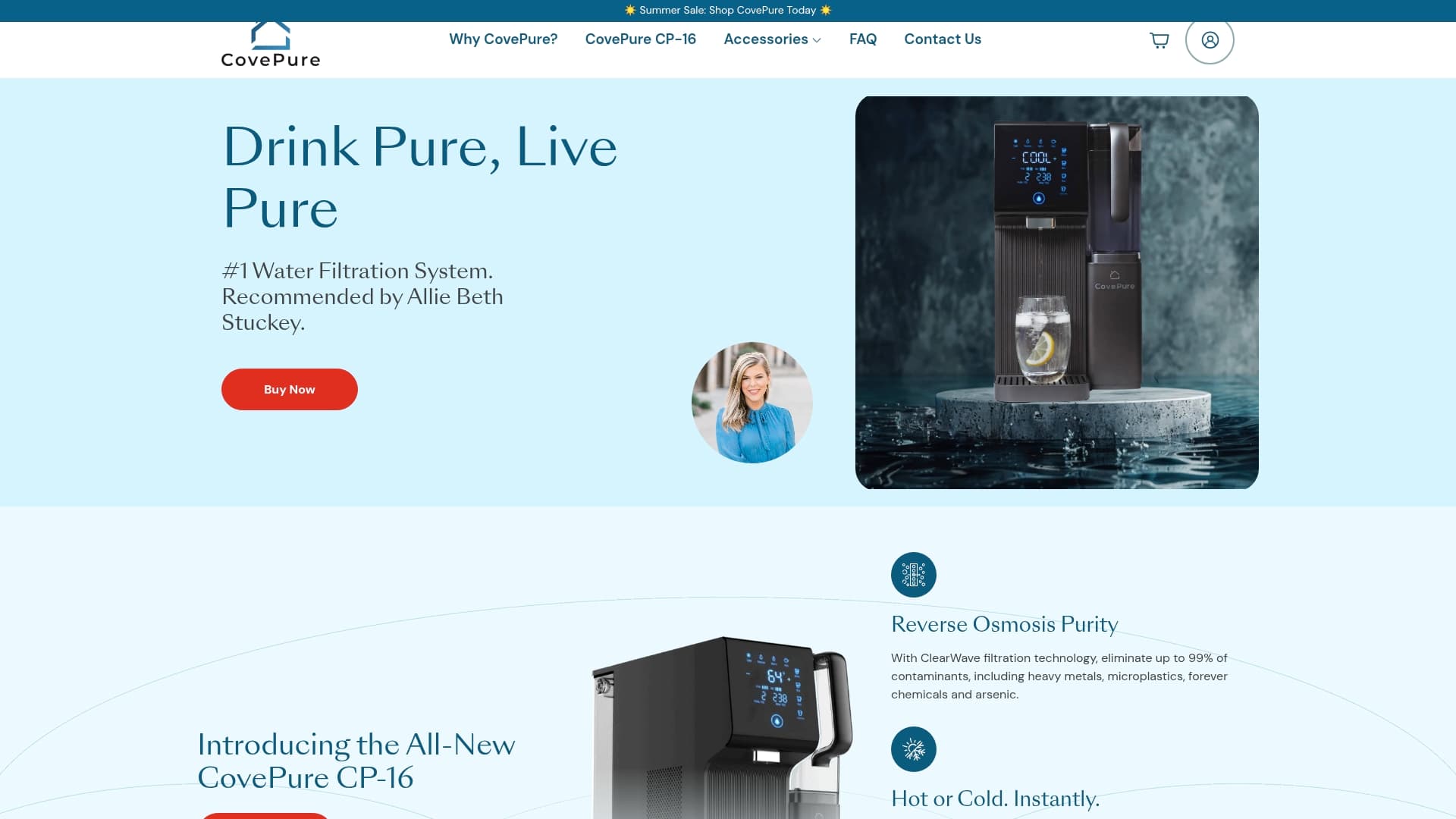Cove Pure sponsor landing page advertised on Relatable with Allie Beth Stuckey