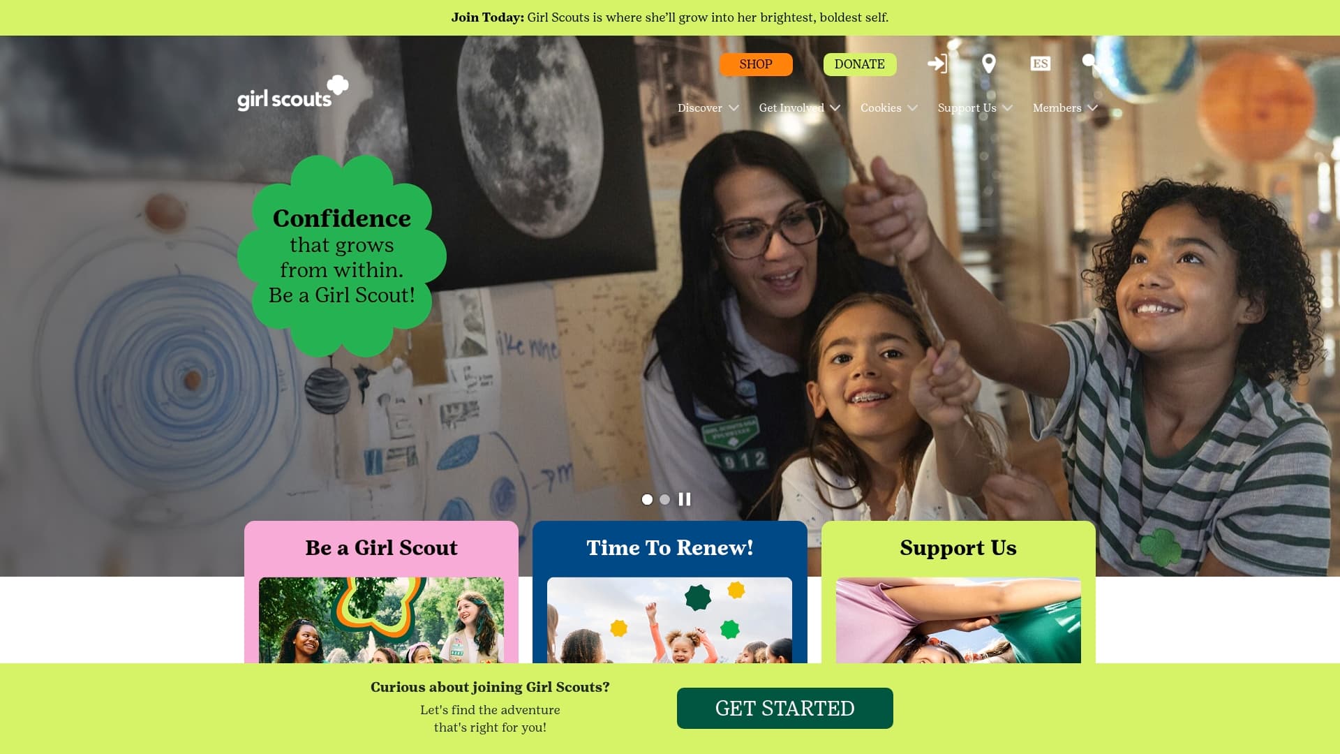 Girl Scouts sponsor landing page advertised on Good Inside with Dr. Becky