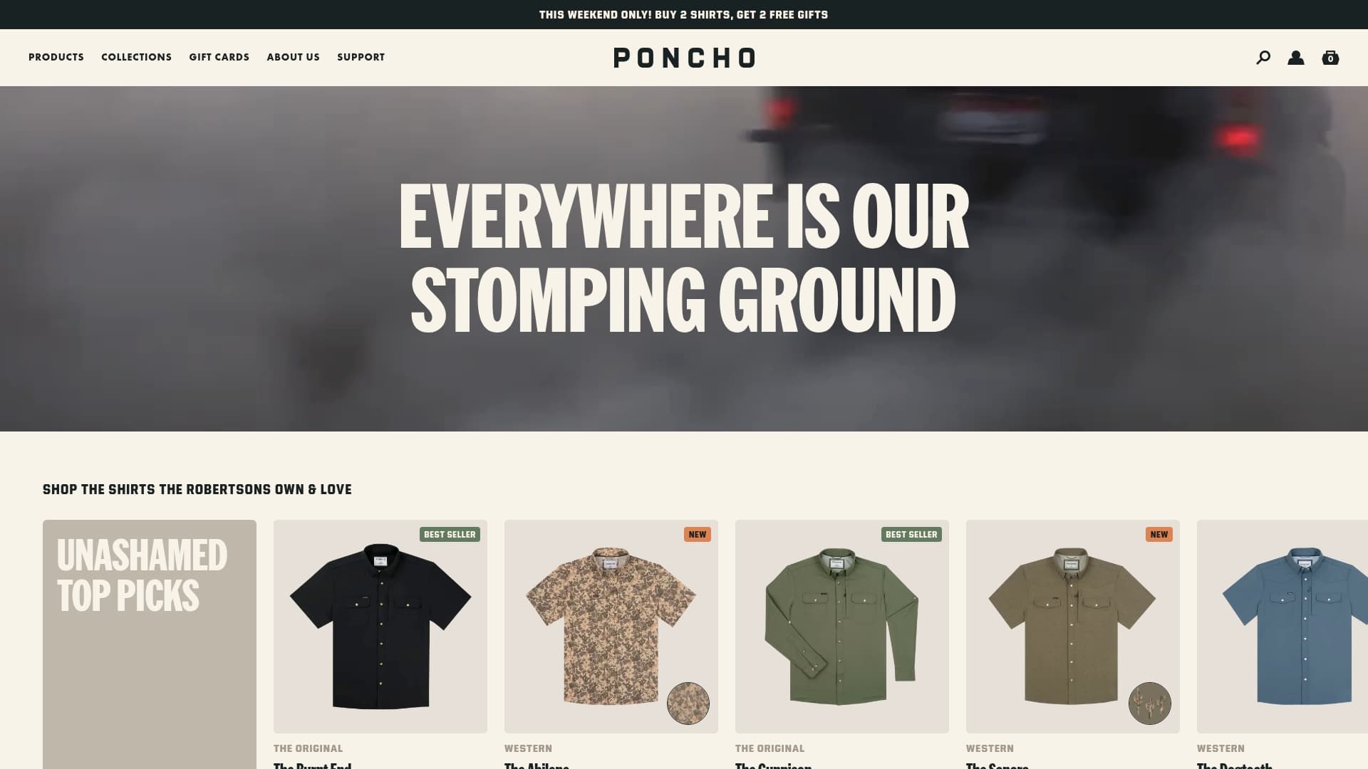 Poncho sponsor landing page advertised on Unashamed with the Robertson Family