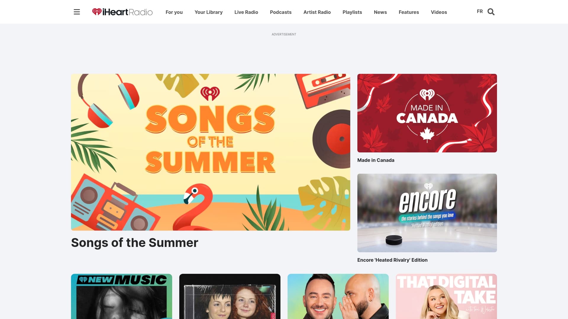 iHeartRadio sponsor landing page advertised on OverDrive
