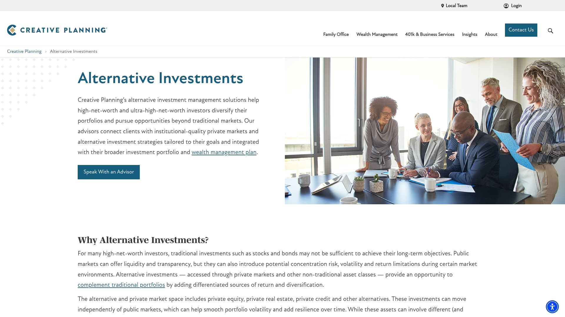 Creative Planning sponsor landing page advertised on Off Air... with Jane and Fi