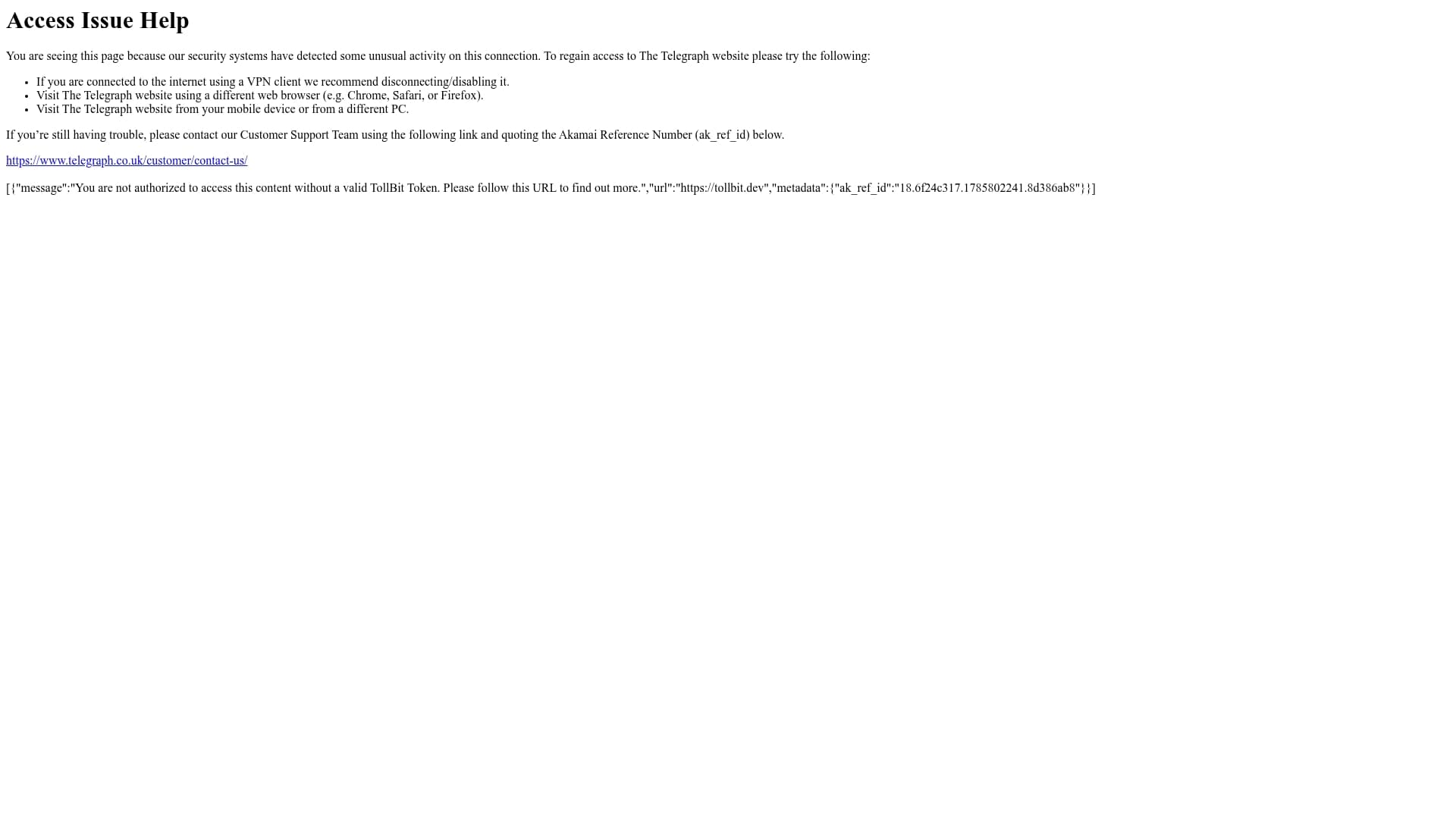The Telegraph sponsor landing page advertised on The Two-Minute Briefing