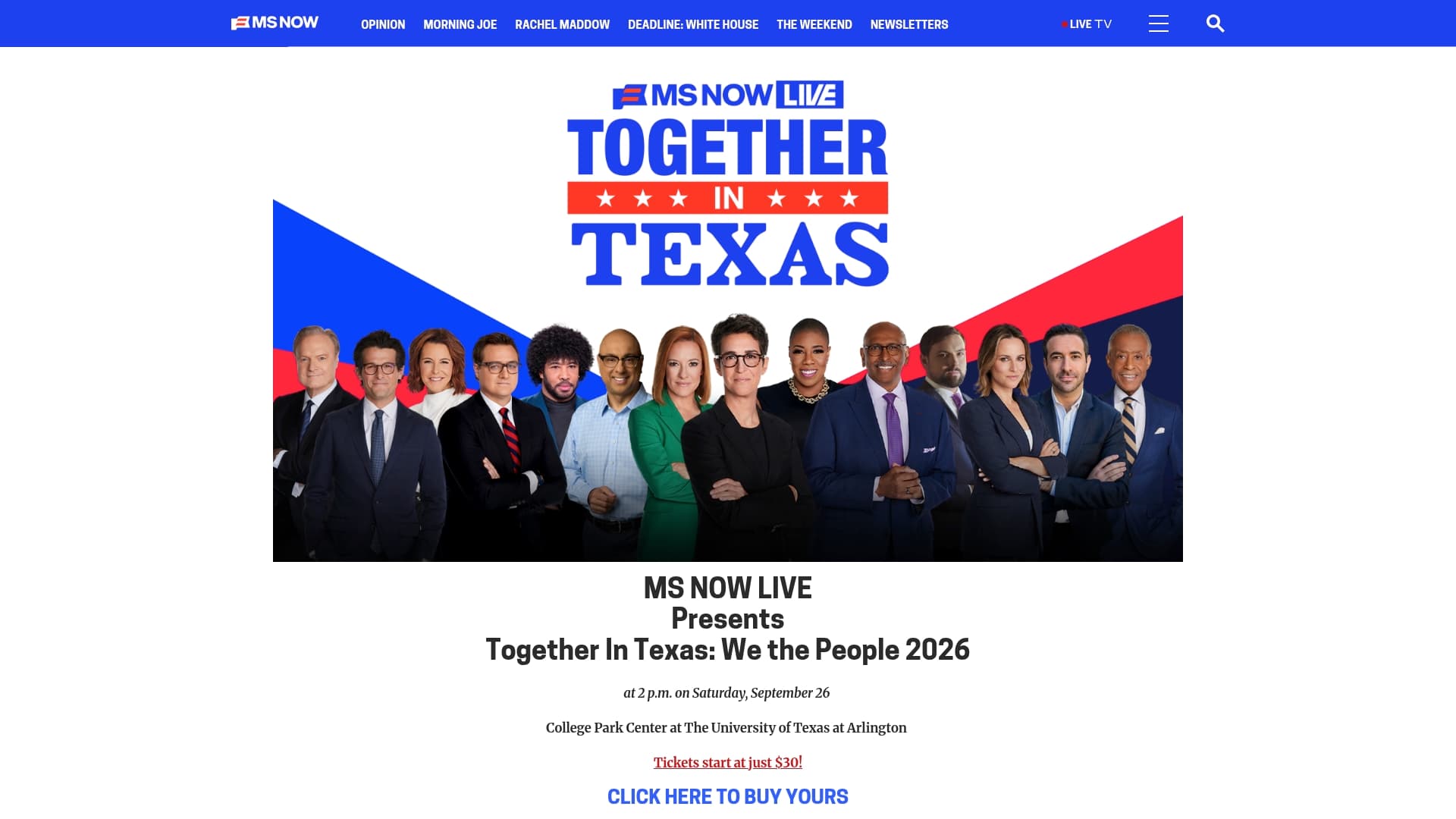 MSNBC sponsor landing page advertised on The Rachel Maddow Show