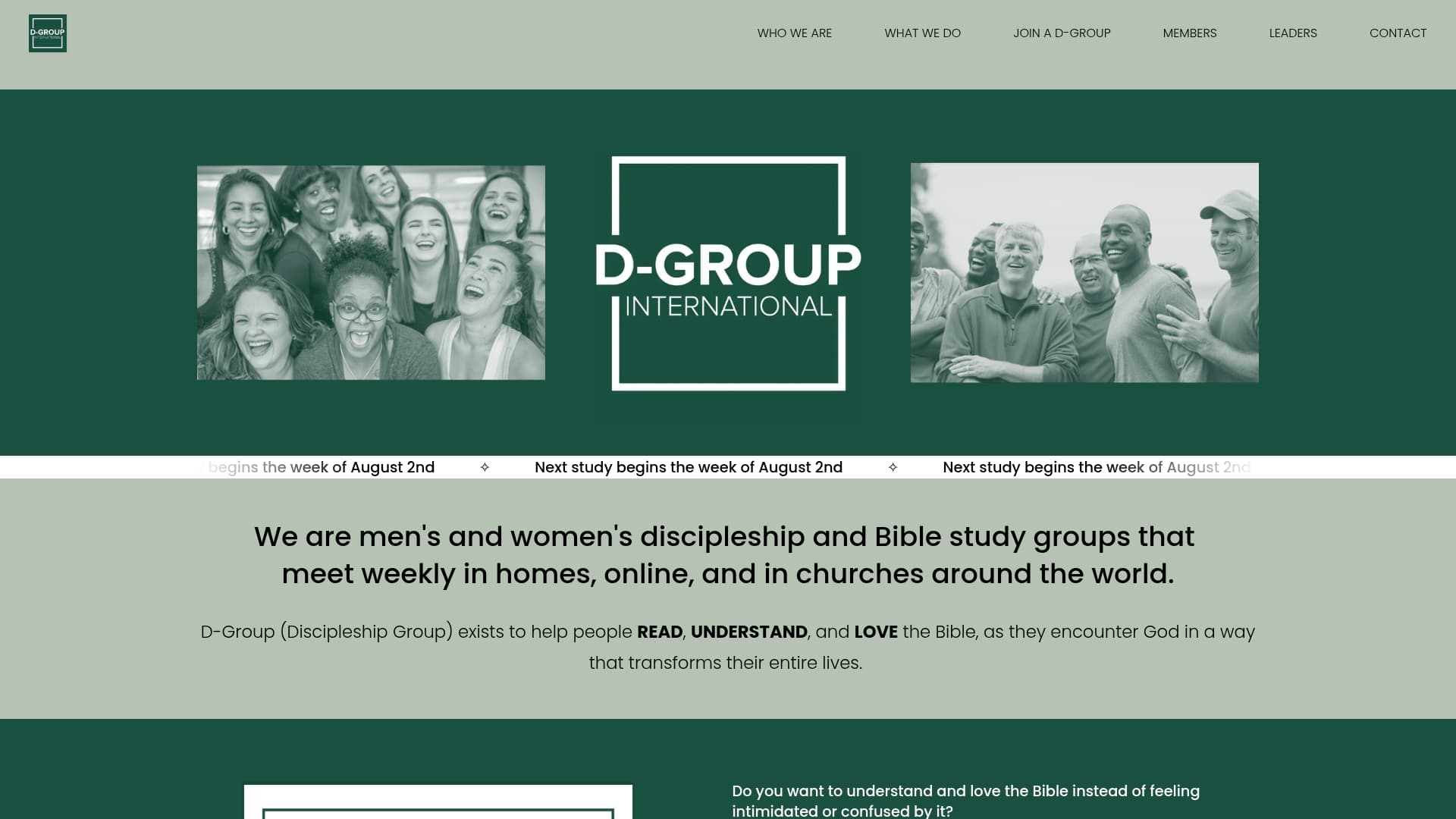 DGroup sponsor landing page advertised on The Bible Recap